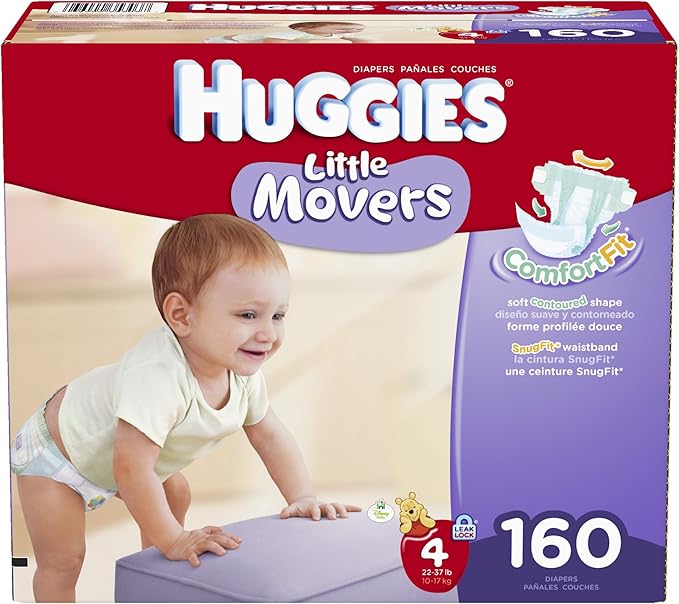 Huggies Little Movers Diapers Economy Plus, Size 4, 160
