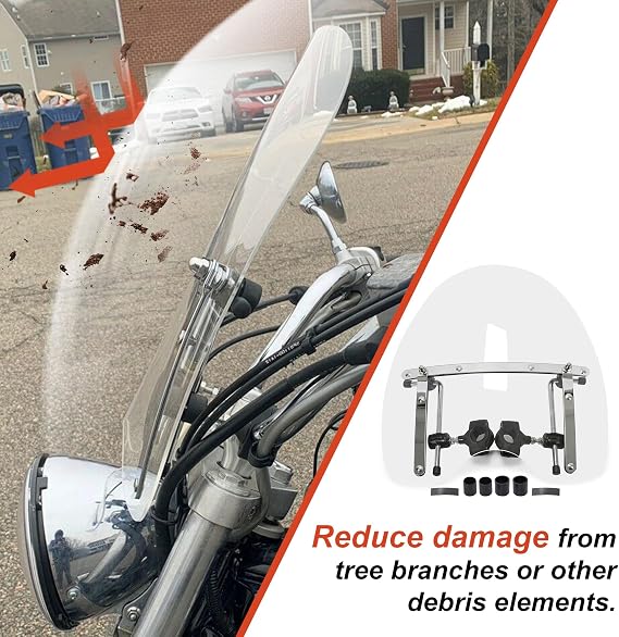 ECOTRIC 18x16 Clear Universal Windshield Compatible with Harley Davidson