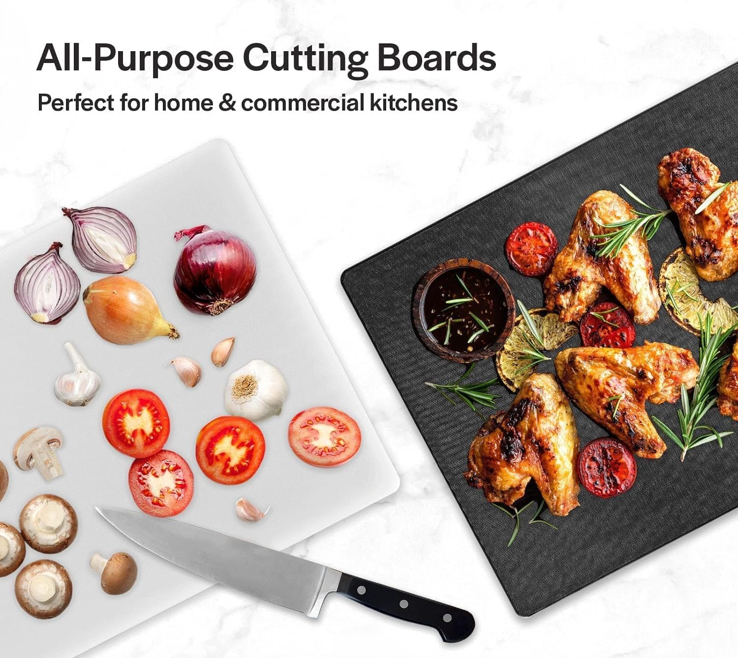 White Color Coded Polypropylene Cutting Board 12" x 18" x 1/2" | Non-Slip Surface | Dishwasher Safe | Great For Vegetable, Fruit, Meat, Chicken, Fish, Cheese, Bread, And More. WHITE [1PK]