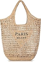 Pleneal Straw Beach Tote Bag for Women - Handmade Woven Summer Shoulder Bag, Large Capacity Holiday Market Tote