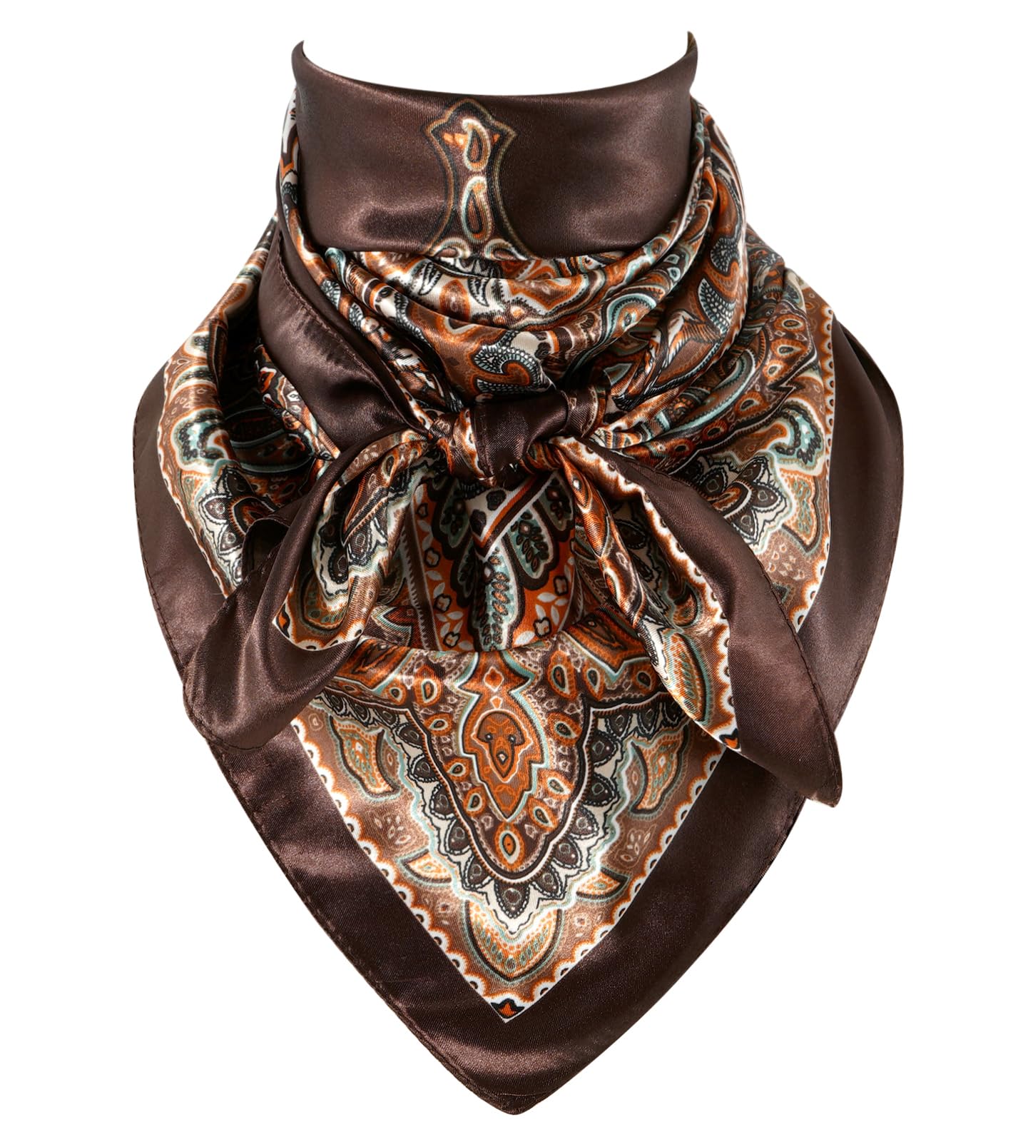 GERINLY 35 Inch Wild Rag Cowboy Scarves for Men, Large Rancher Neckerchief Silk Feel, Oversize Western Bandana Paisley