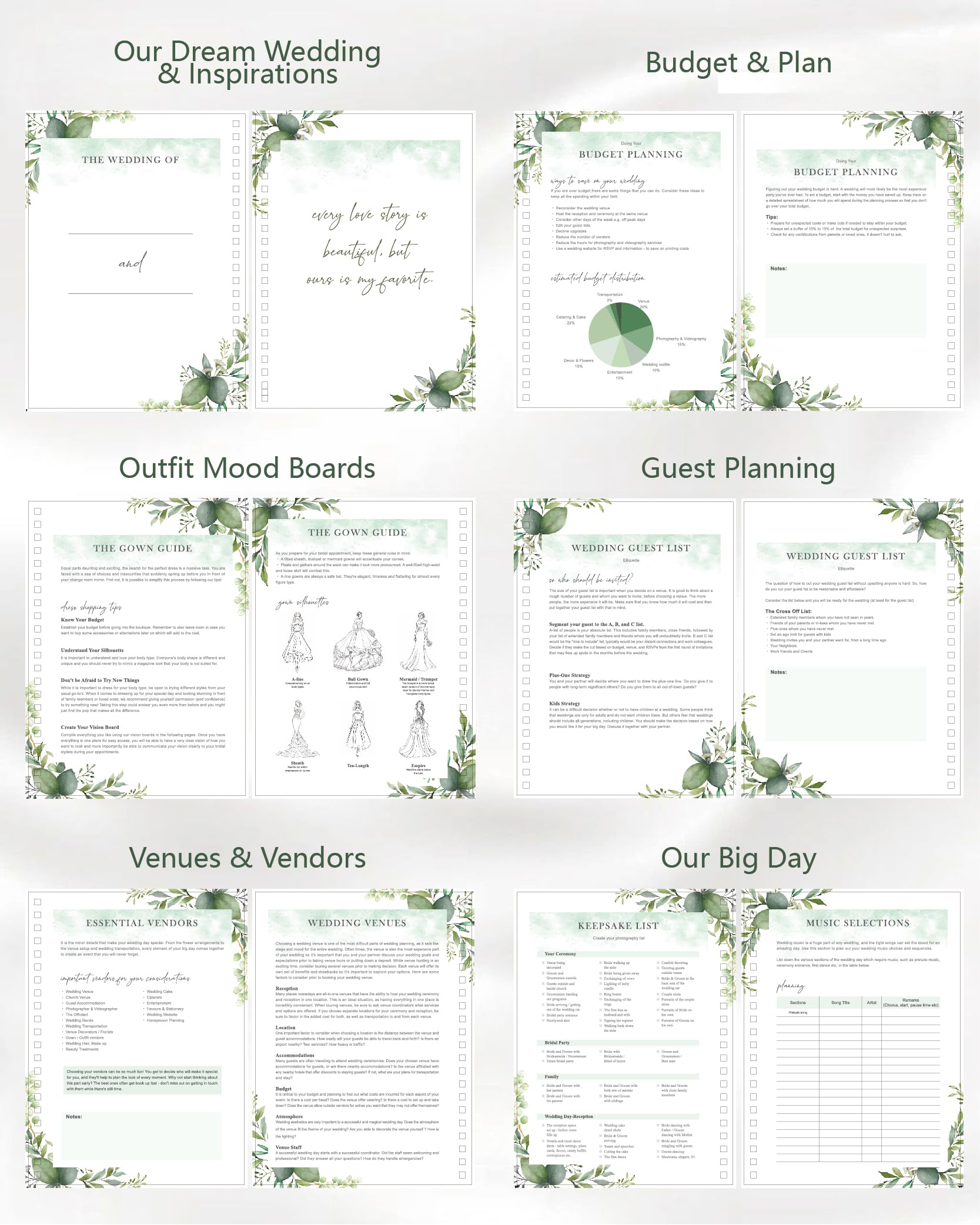 WeddingGiftsWedding Wedding Planner for Bride,Wedding Planning Book and Organizer,Wedding Binder Book with Pockets,Perfect Engagement Gifts for Newly Enaged Couples (Floral) - Image 3