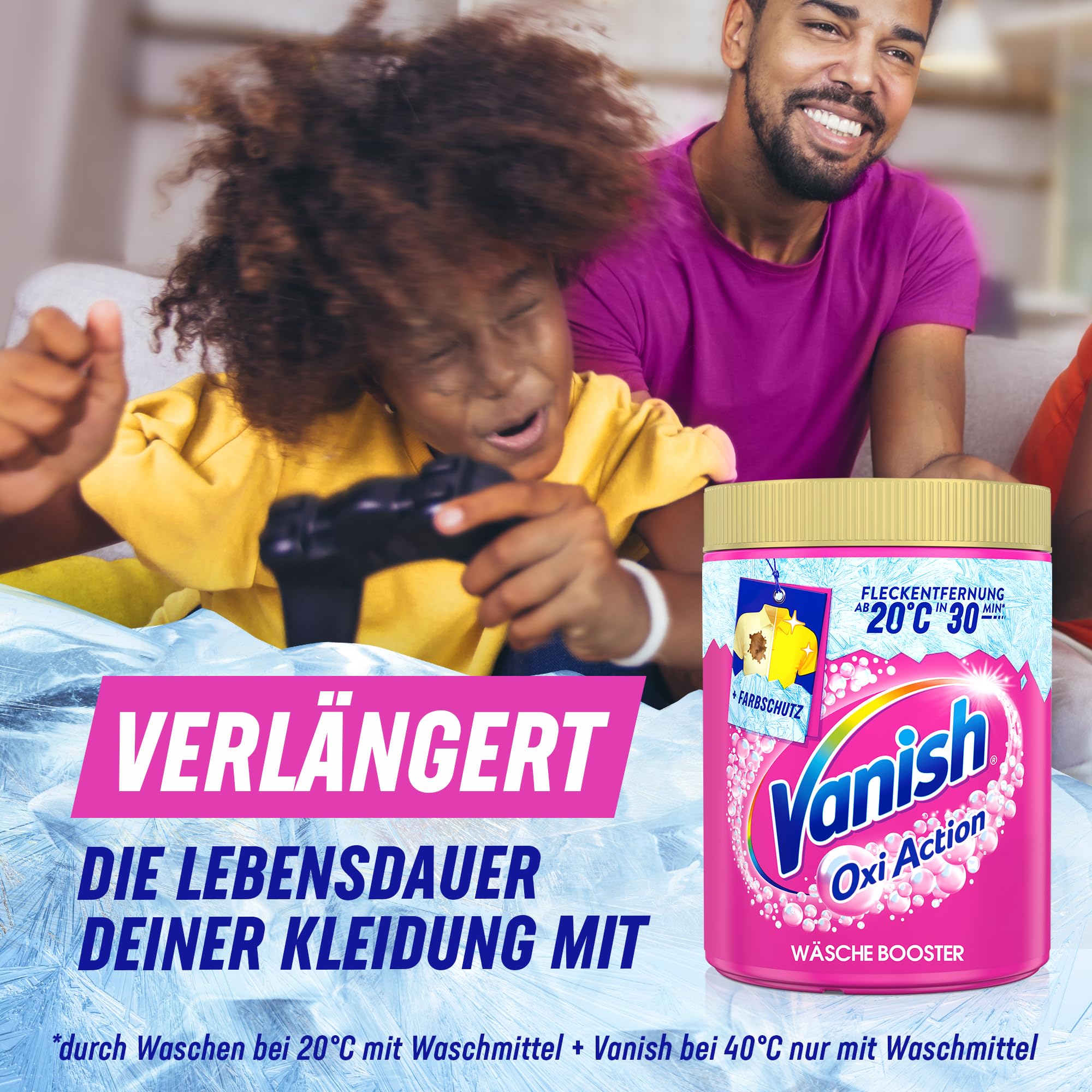 Vanish Oxi Action Pulver Pink – 1 x 1,65 kg – Fleckenentferner und Wäsche-Booster Pulver ohne Chlor – Für bunte Wäsche