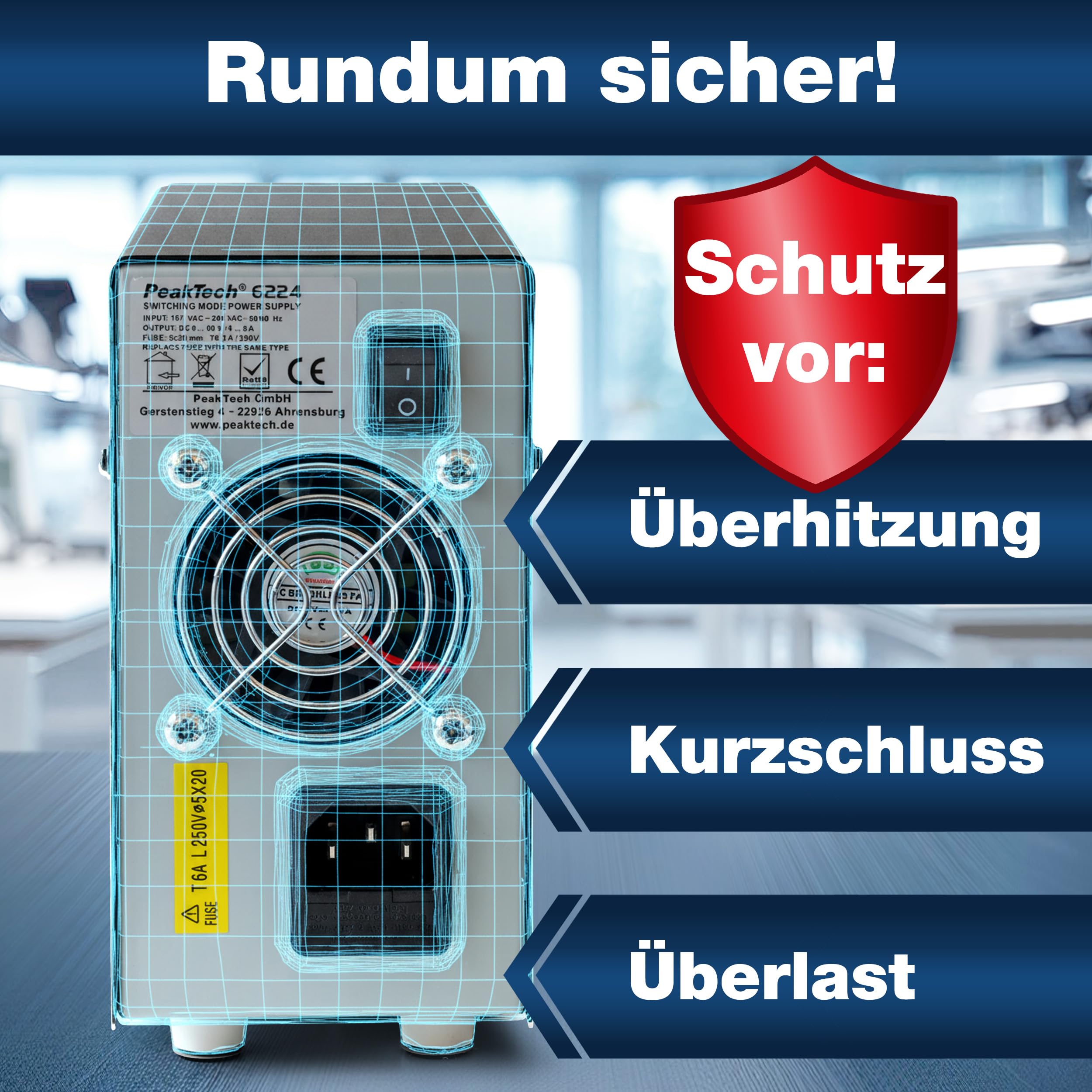 PeakTech 6224 - Labornetzteil DC 0-60V 0-5A 300W Labornetzgerät USB