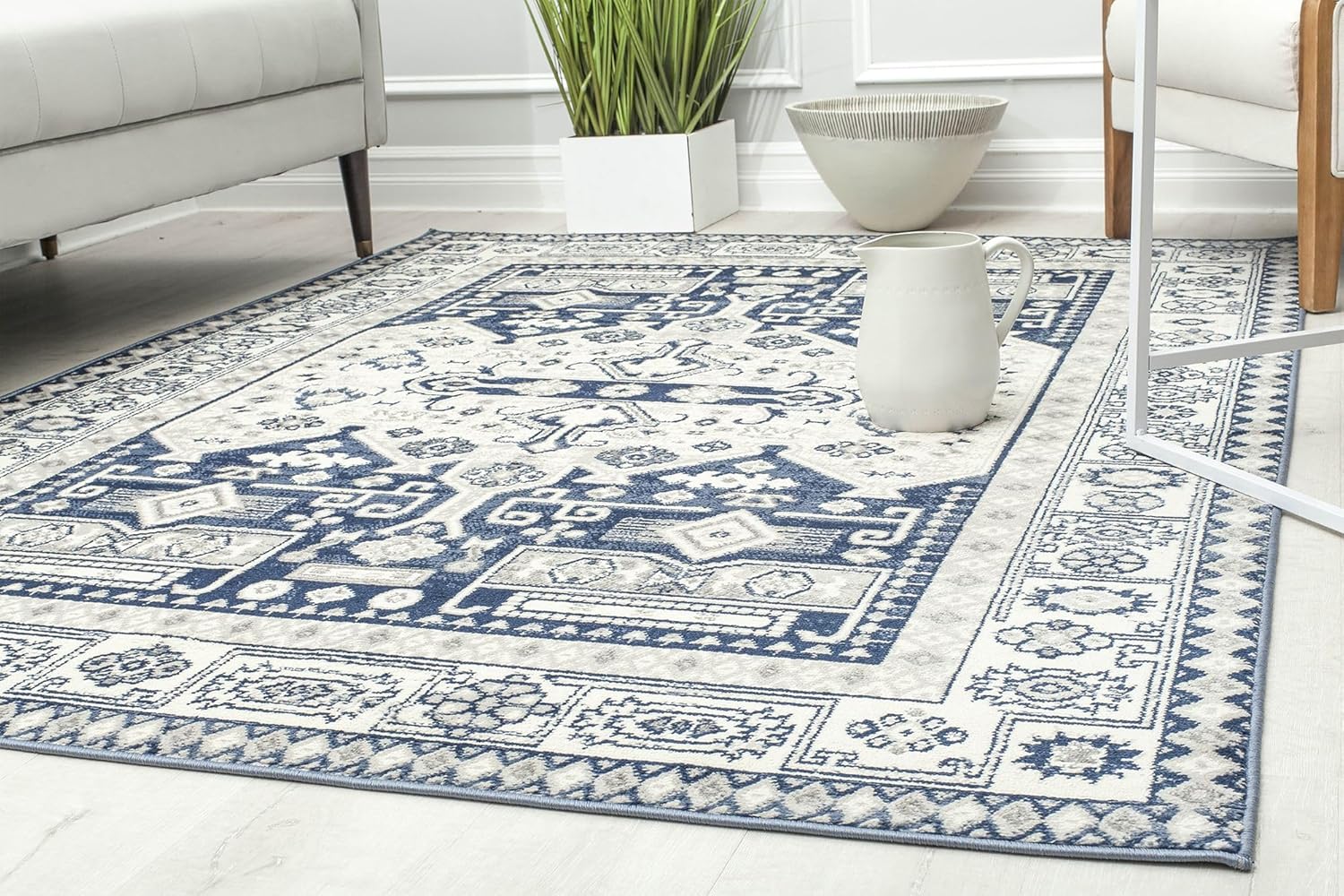Rugs America Gabriel GL60C Navy Koti Vintage Transitional Blue Distressed Non-Shedding Living Room Bedroom Dining Home Office 2x4 Area Rug 2'6"x4'