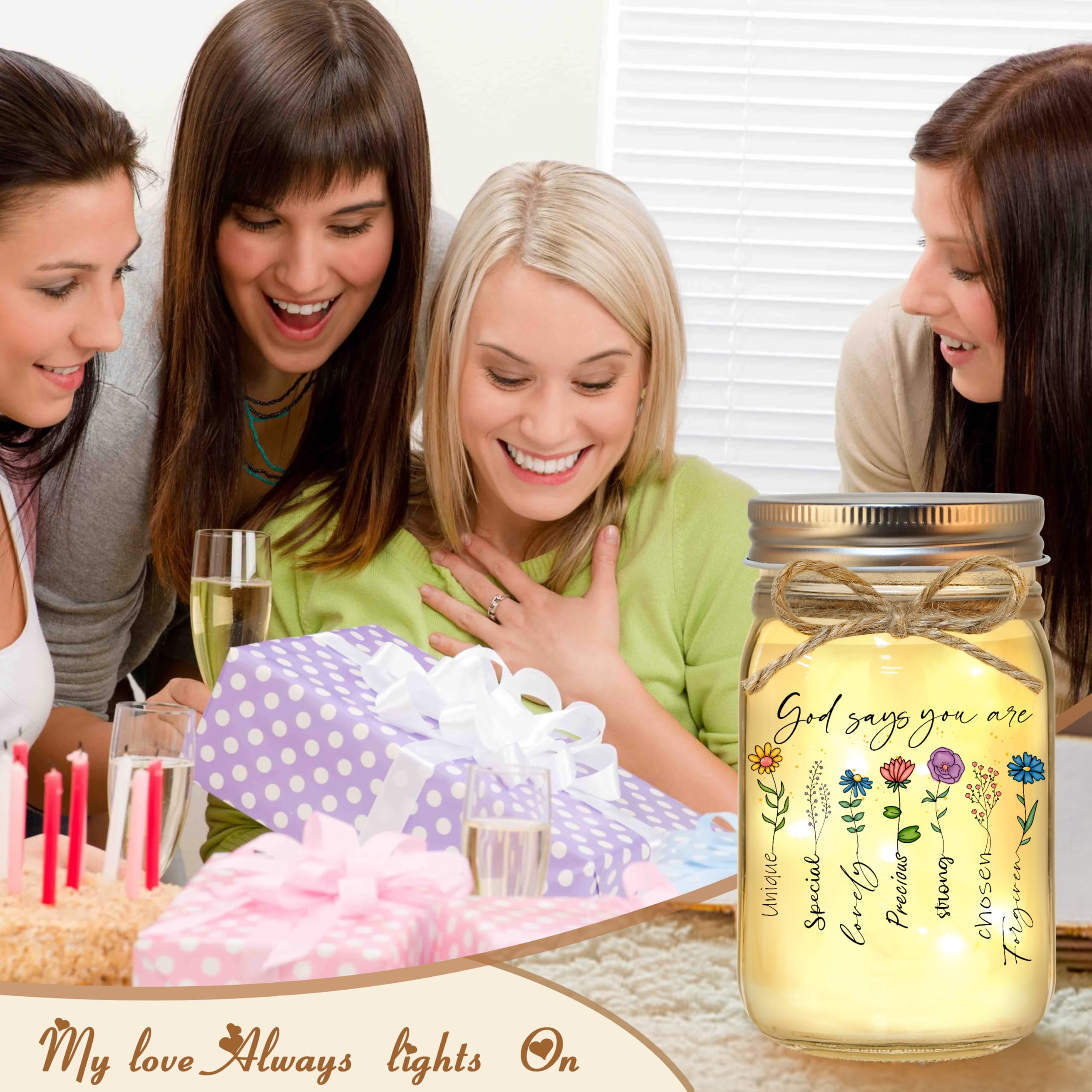 Christian Gifts for Women, Mothers Day Birthday Graduation Gifts for Women, Religious Inspirational Spiritual Gift for Encouragement Bible Verse Jar Decorative Jars for Christmas Easter Sister Friend