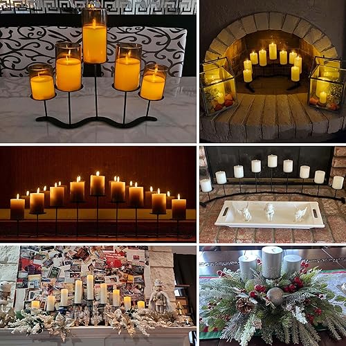 Miniatura 9 de Candelabro de hierro Chimenea Decoración de centro de mesa de candelabro de metal de 3 brazos - Soporte de vela para velas de pilar de candelabro