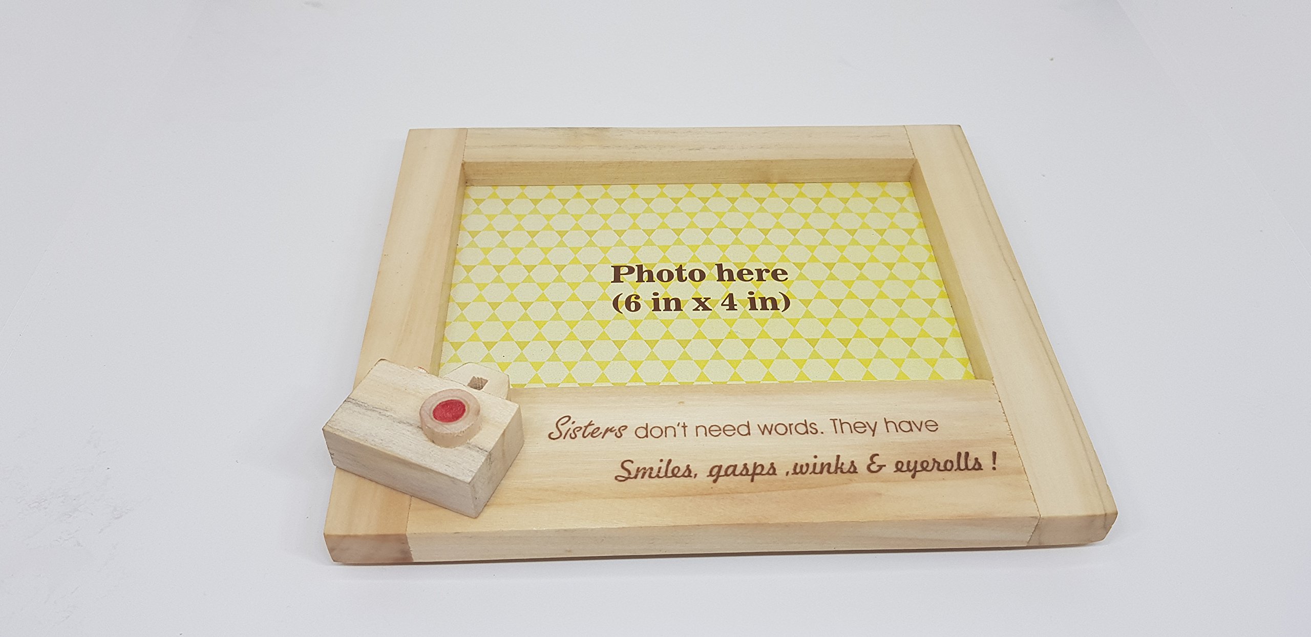 IVEI Wooden Photo Frame for Sisters - Wood Photo Frame for Table, Desk - Wooden Picture Frame for Birthday Gift, Home Decor - Unique Photoframe for Sisters with Miniature Camera & Quote - Image 4 thumbnail