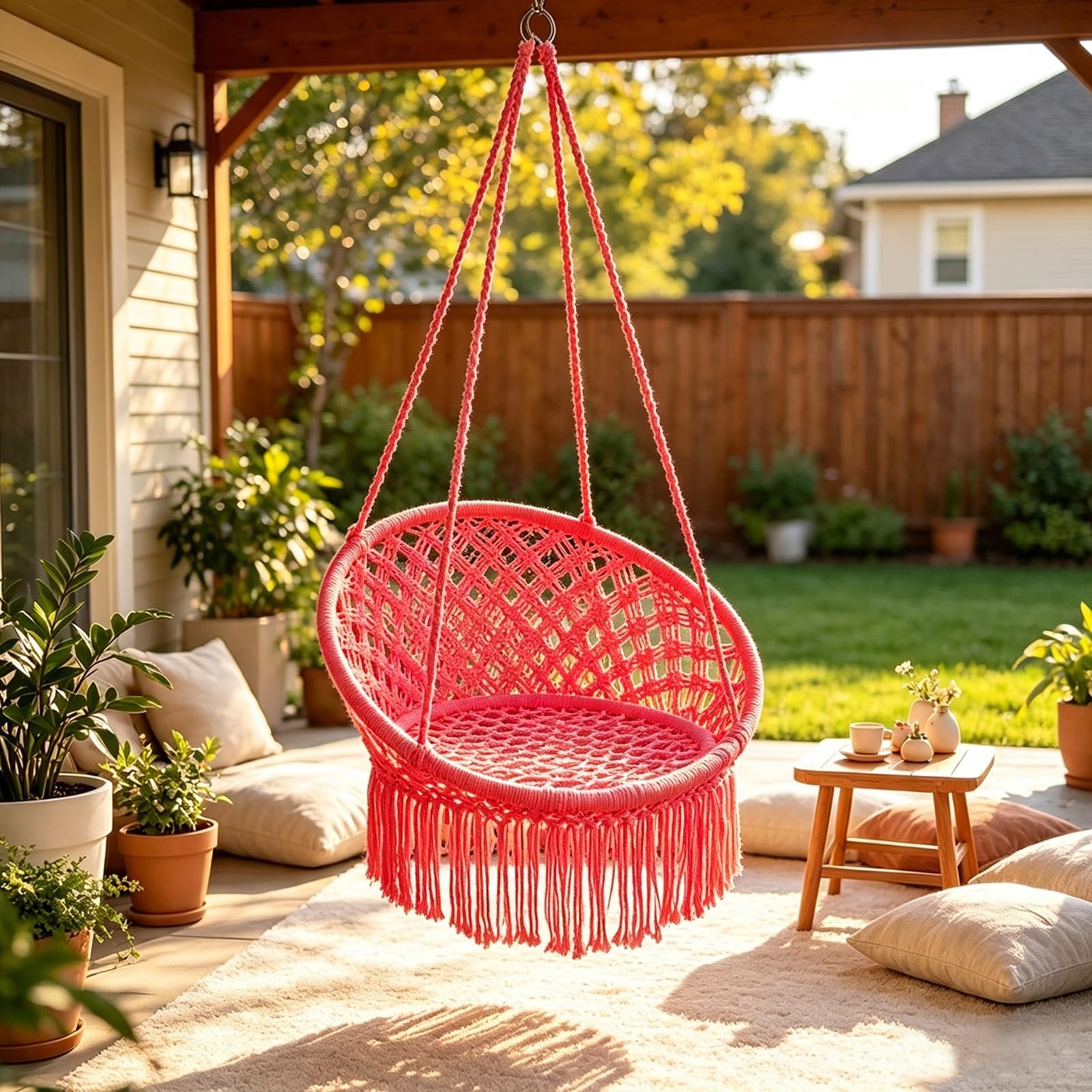 Fauteuil suspendu en macramé, chaise hamac intérieur extérieur terrasse