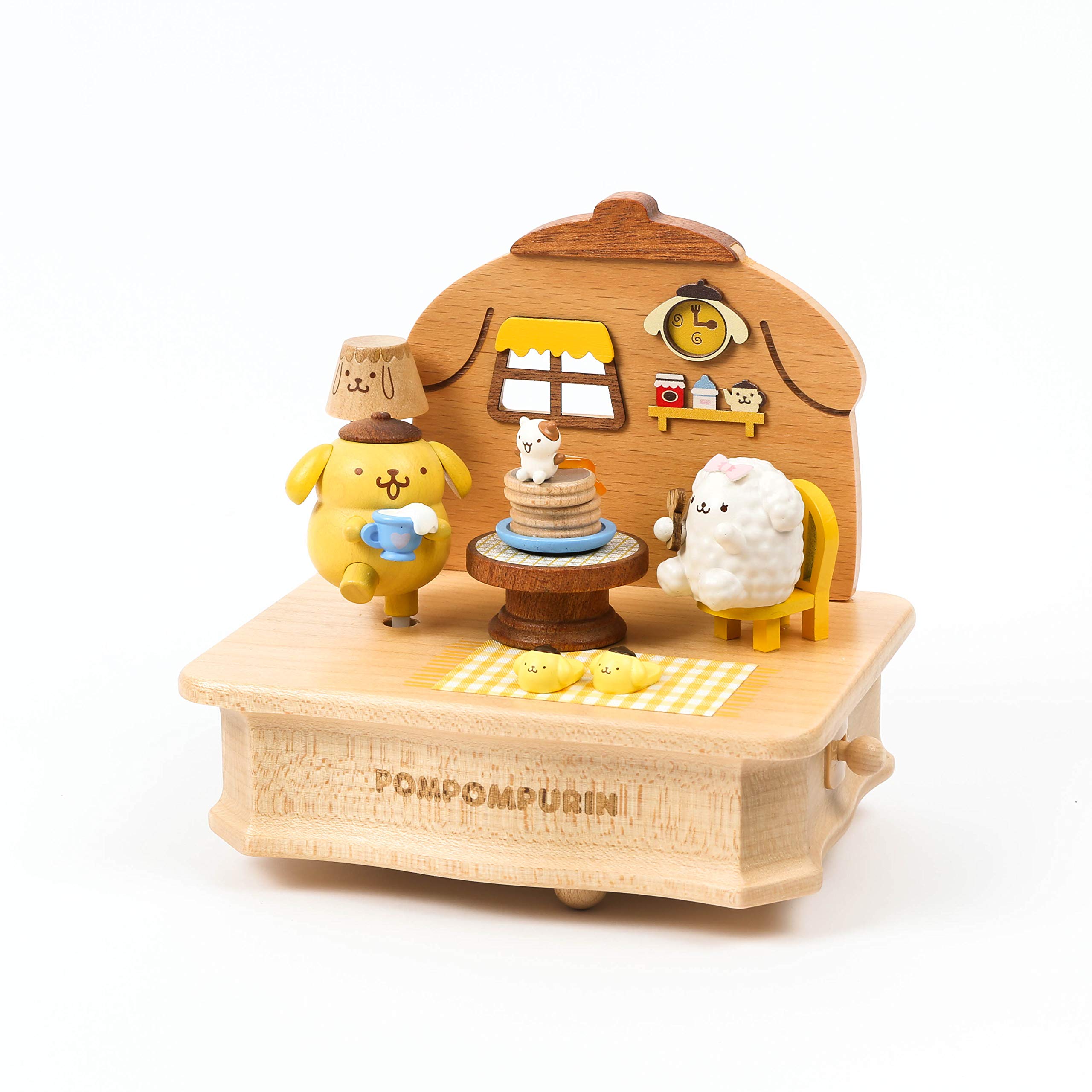 WOODERFUL LIFE Wooden Music Box | Pompompurin at Home｜1062430 | Swaying Hand Made Moveable Toy Exqui