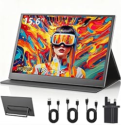 Xyvolve Monitor Portable 15.6 Inch FHD 1080P IPS Anti-Glare USB-C HDMI, sRGB100% 60Hz Display Screen, Dusl Speakers for Laptop PC Mac Phone PS5/4 Xbox