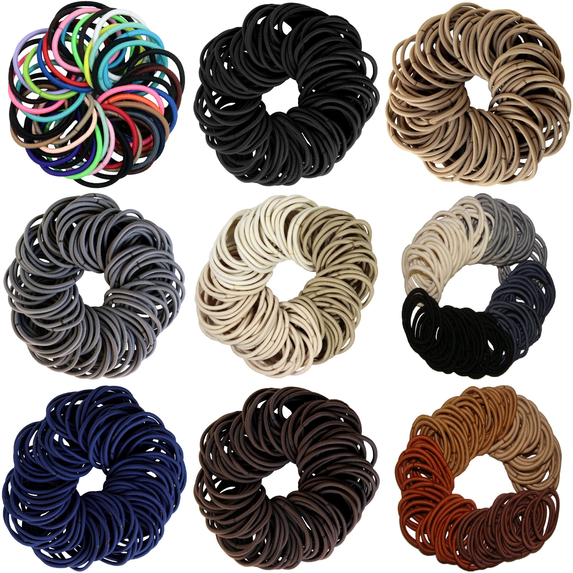 Kenz Laurenz 100 gumek do włosów, bez zagnieceń, bez fałd, bez metalu, 4 mm (100 gumek do włosów - brązowe Ombre)