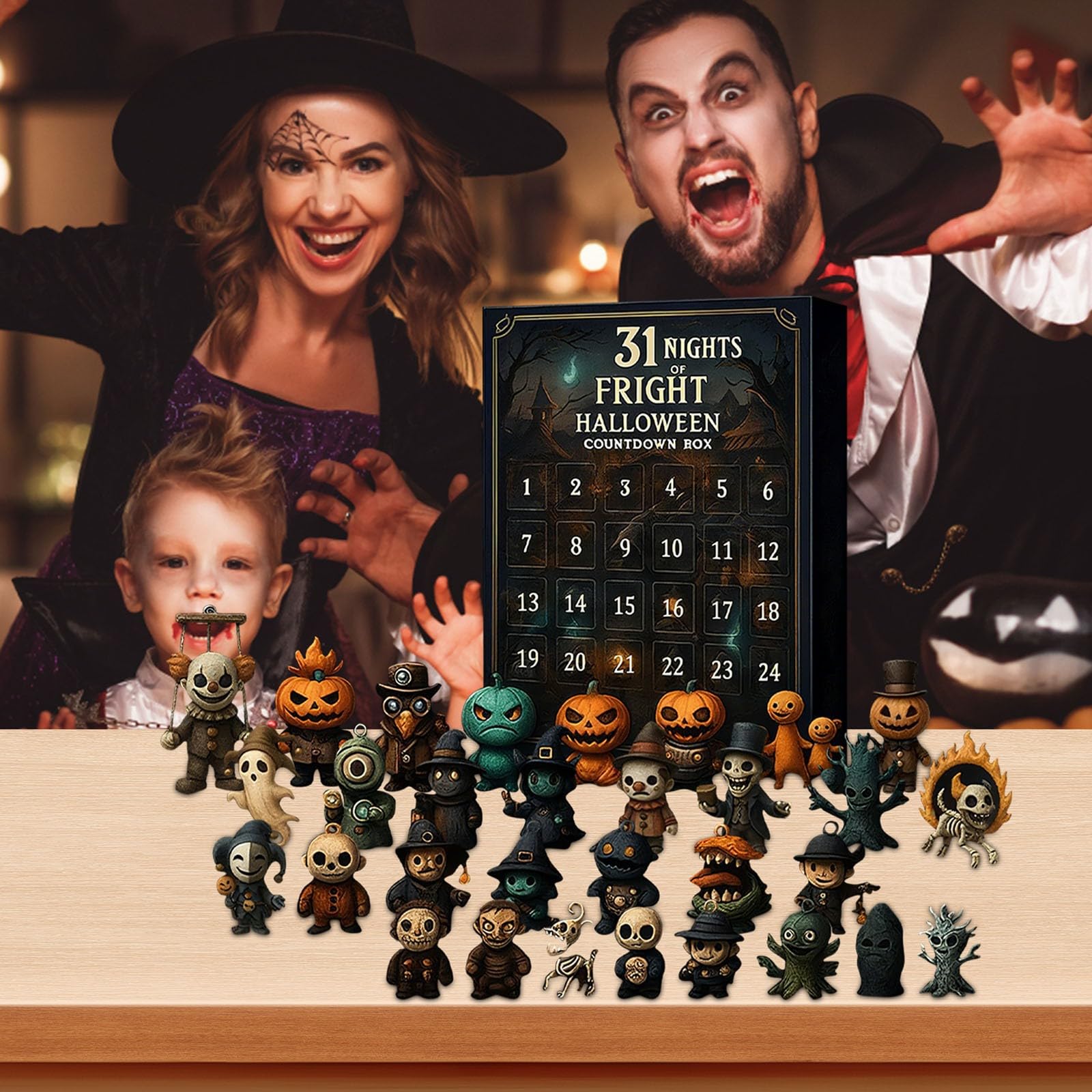 Calendario De Adviento De Halloween 2025 – 31 Noches De Susto, Con 27 Figuras Y 4 Colgantes De Terror, Decoración Y Colección