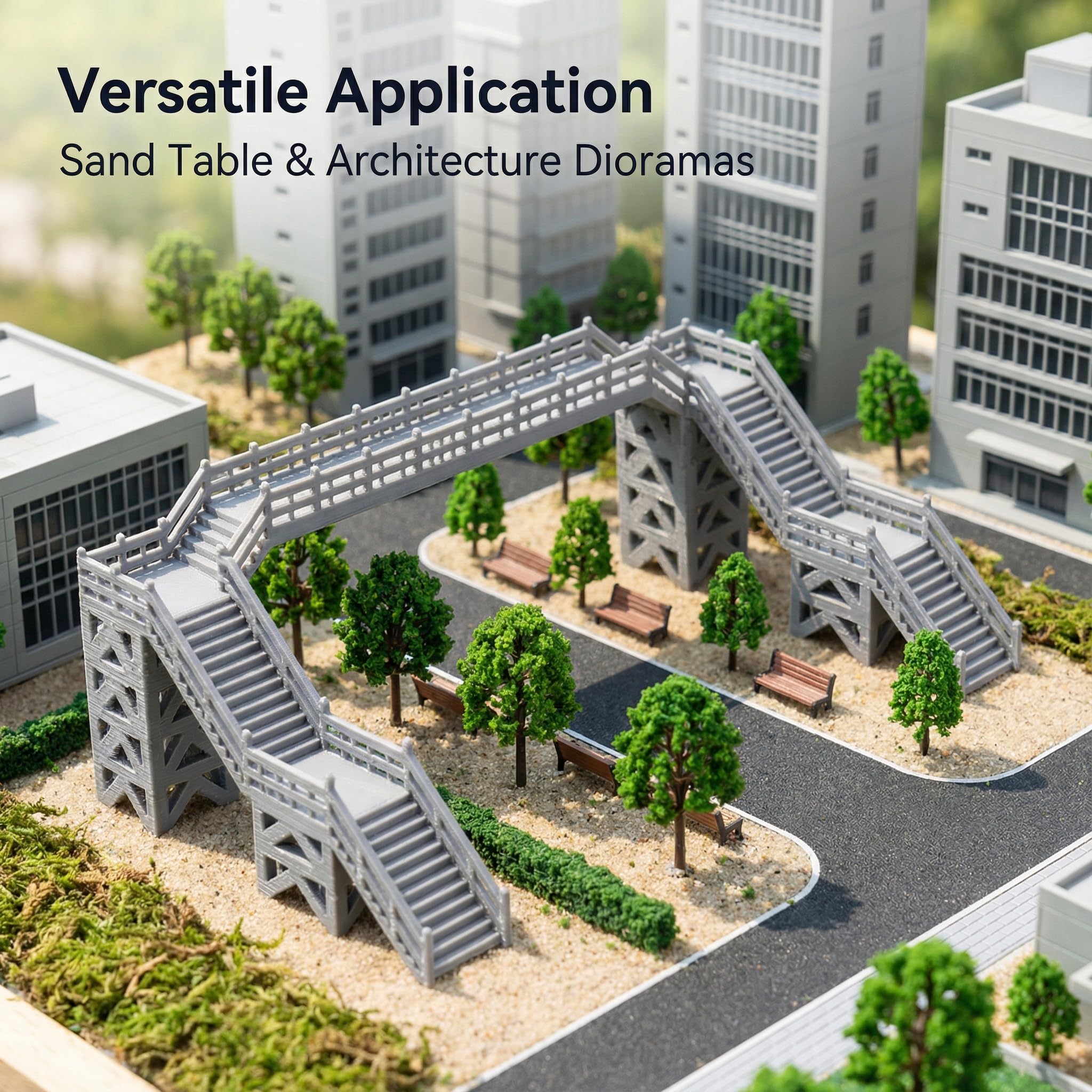 VILLCASE Footbridge Model for n Scale Model Railway Overhead Diy Building Home Decor Table Accessory, Grey, 7.3X4.1CM - Image 3