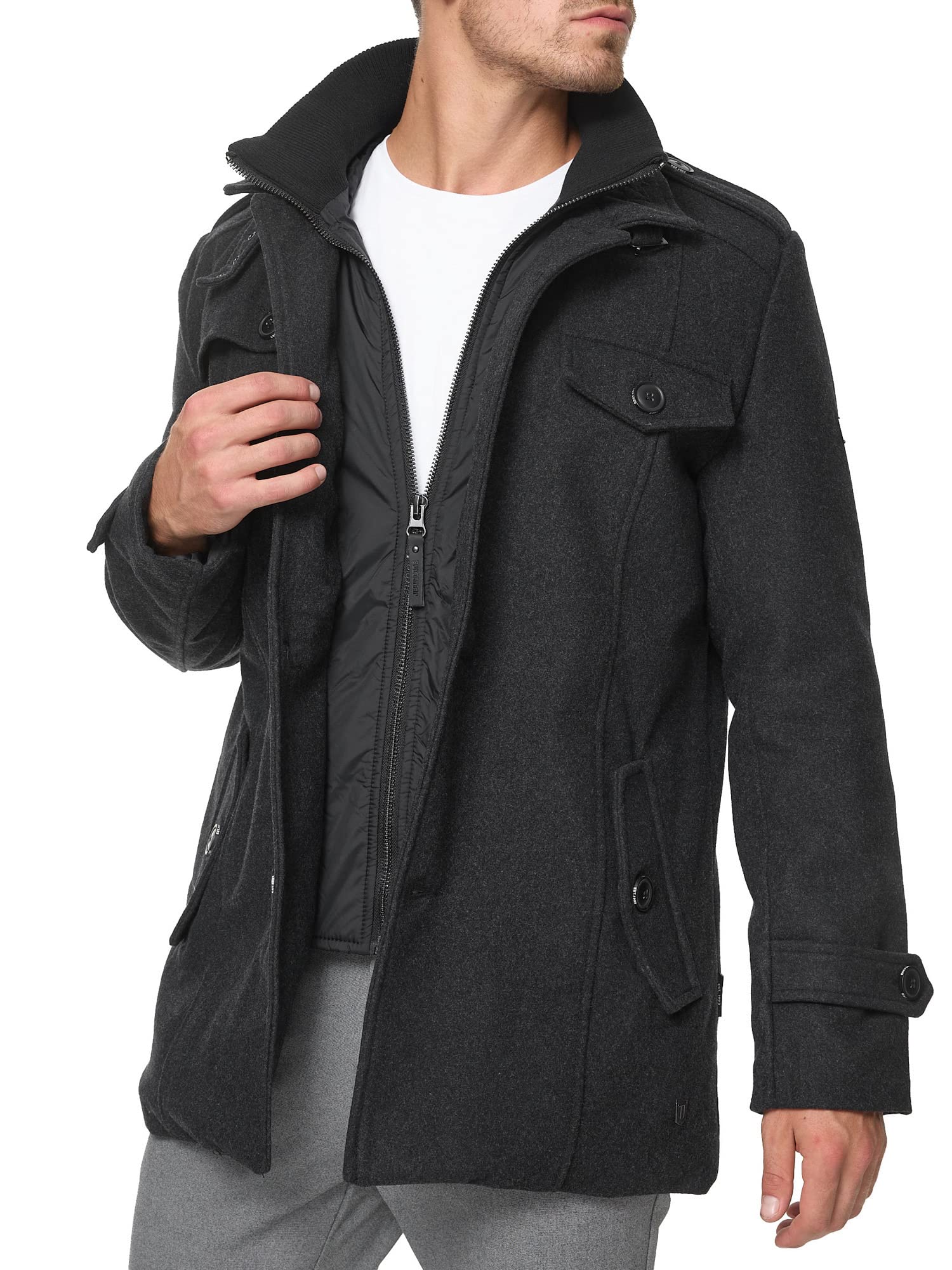 Indicode Uomini Brandon Coat | Cappotto corto con collo alla coreana