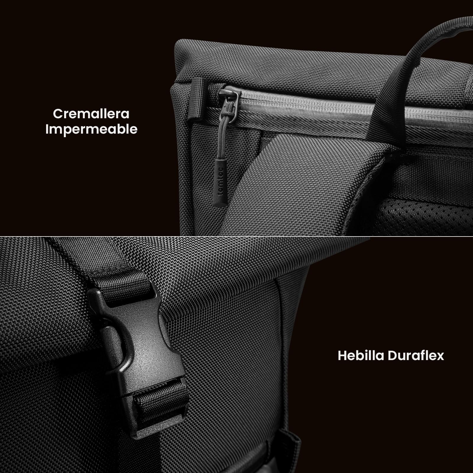 tomtoc Mochila Enrollable para Portátil de 13-17,3 Pulgadas, Rolltop Mochila de Viaje Impermeable y Expansible, Capacidad Ajustable 25-30L, Mochila de Commuter, Trabajo, Casual y Universidad, Negro