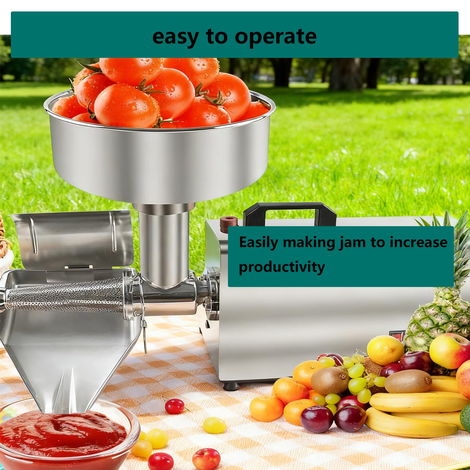 Spremi Pomodoro Commerciale 450W Pesante - Colino Alimentare in Acciaio Inossidabile per Fare Salsa di Mele, Marmellate e Purè di qualità da Conserva