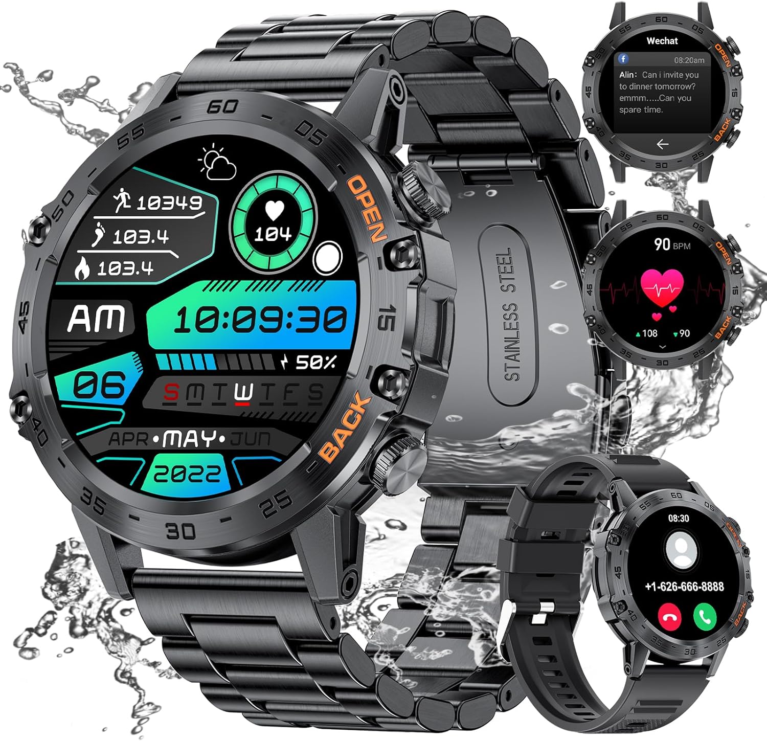 Smart Watches for Men Answer/Make Call, 1.39″ HD Military Smartwatch for Android iOS 400mAh Activity Fitness Tracker 100+ Sport Modes IP68 Waterproof Calorie Heart Rate SpO2 Sleep Monitor Smart Watches for Men Answer/Make Call, 1.39″ HD Military Smartwatch for Android iOS 400mAh Activity Fitness Tracker 100+ Sport Modes IP68 Waterproof Calorie Heart Rate SpO2 Sleep Monitor