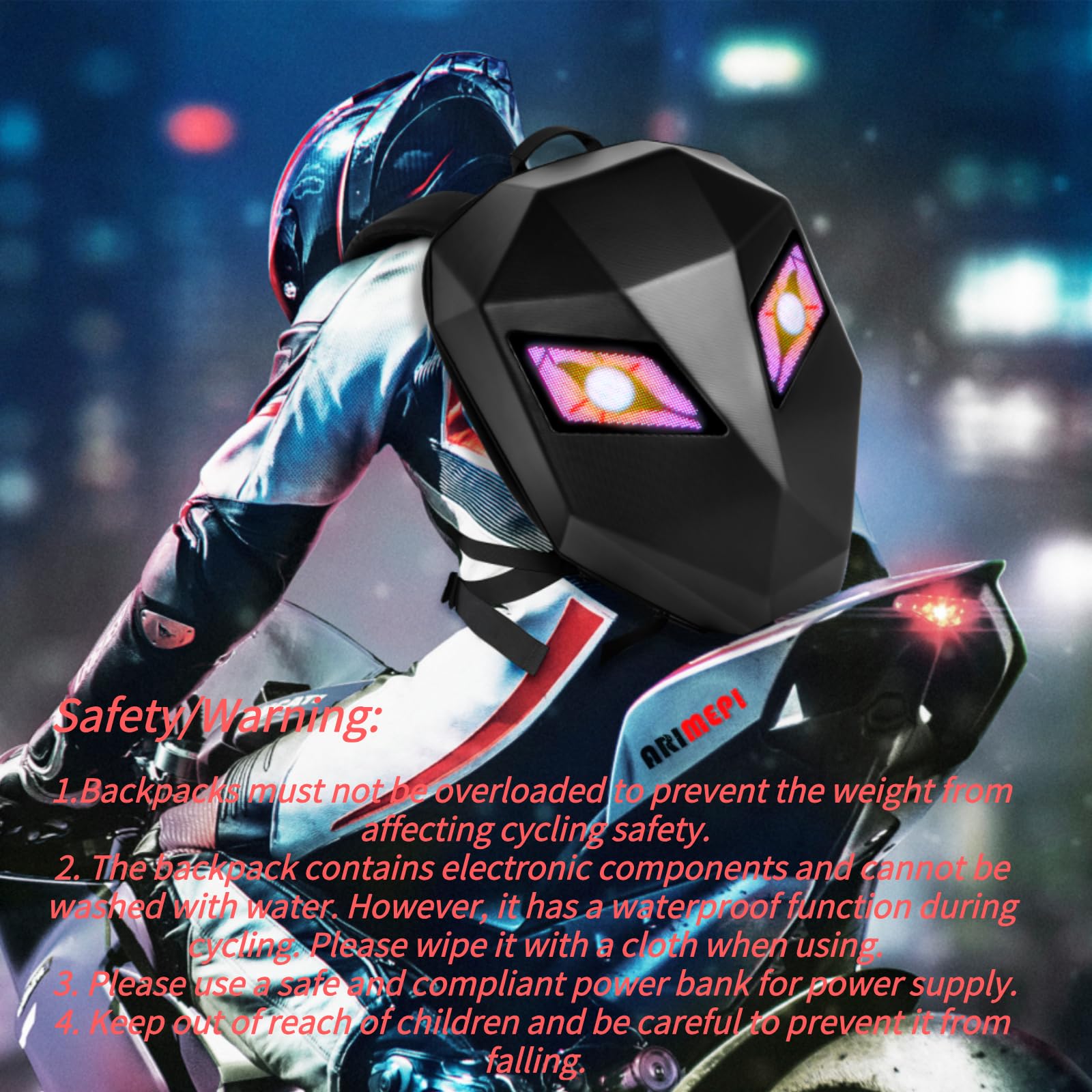LED otorradrucksack，rogrammierbarer Rucksack mit Display，odischer multifunktionaler Rucksack，eeignet als Festgeschenk