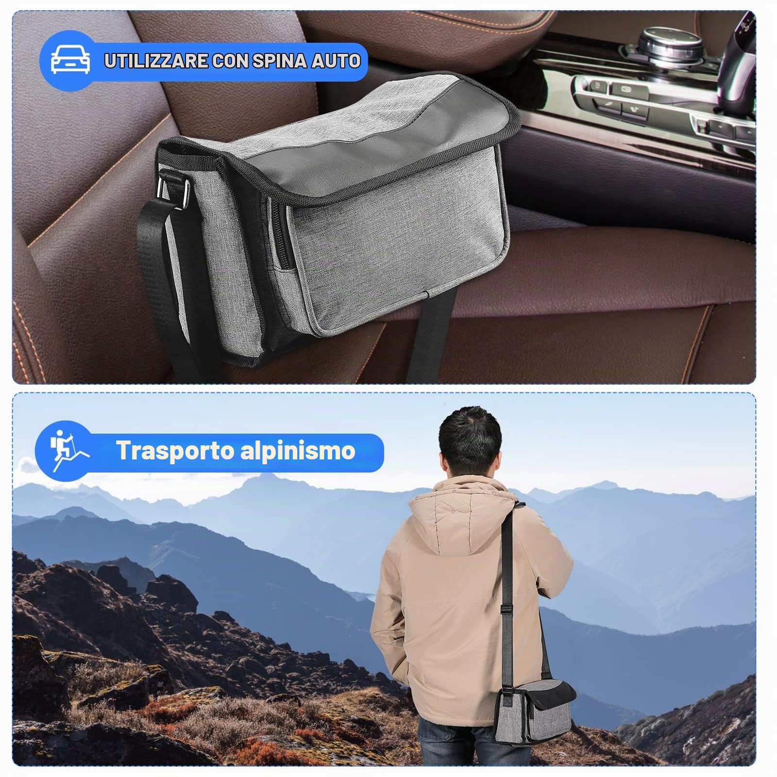 Concentratore di ossigeno 3L/min 32,5%(±2,5%) Purificatore d'aria a basso rumore Macchina domestica a corrente continua per auto domestica e viaggi
