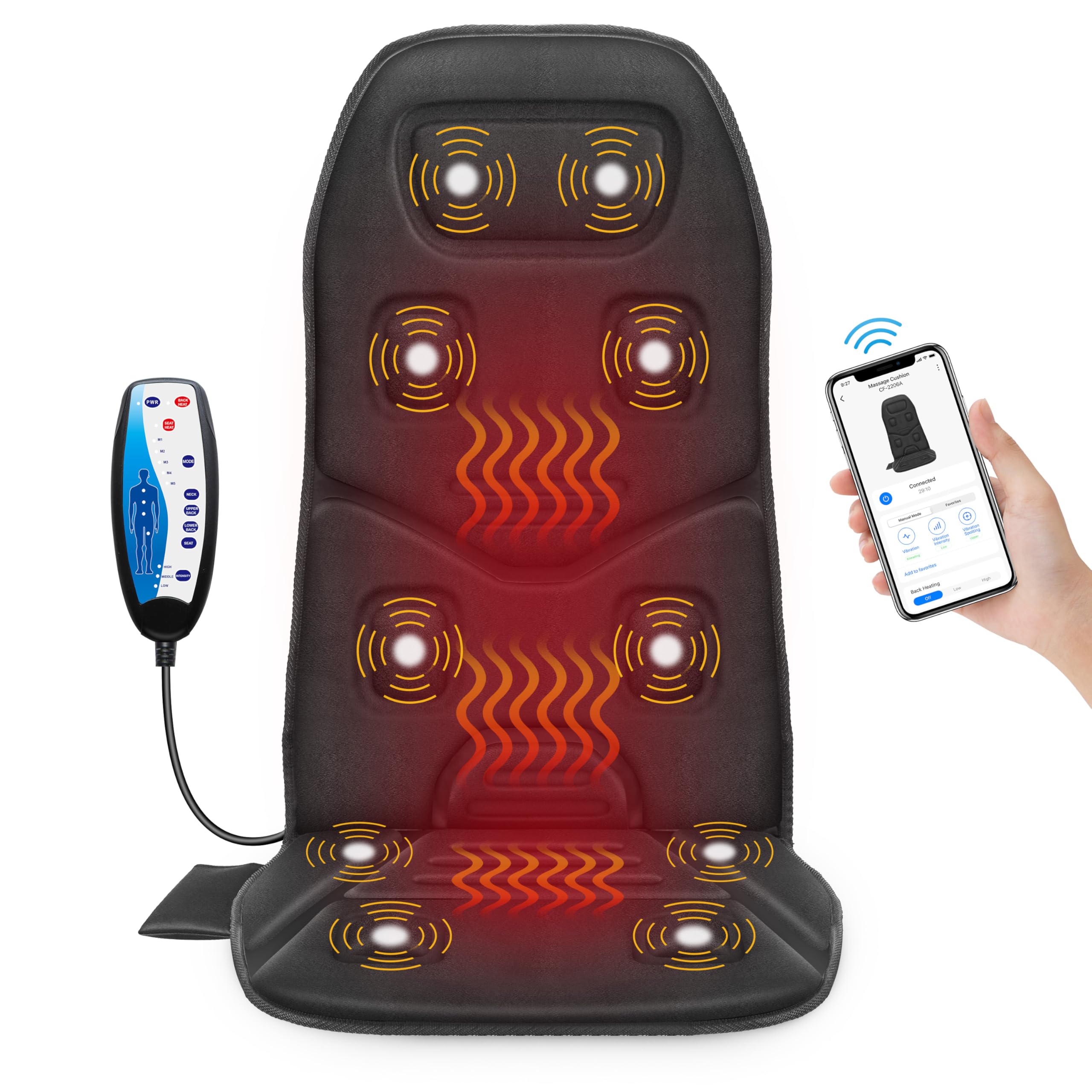Photo 1 of ***FOR PARTS ONLY/ NON-FUNCTIONAL**** COMFIER Back Massager with Heat, App Control Vibration Massage Seat Cushion, 10 Motors & 3 Heat Levels Chair Massager Pad, Home Office Use