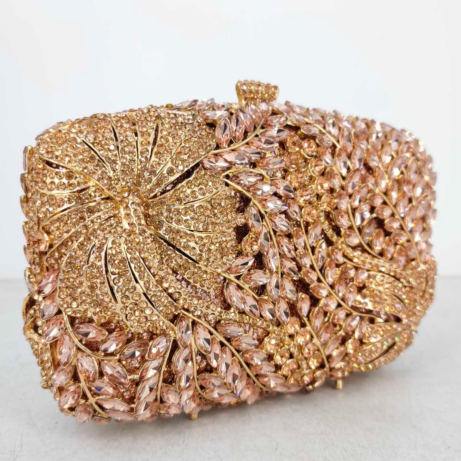 Boutique De FGG Flower Evening Bags Formal Party Floral Crystal Clutch Handbags Bridal Wedding Rhinestone Clutch Purses,Mini - Image 8
