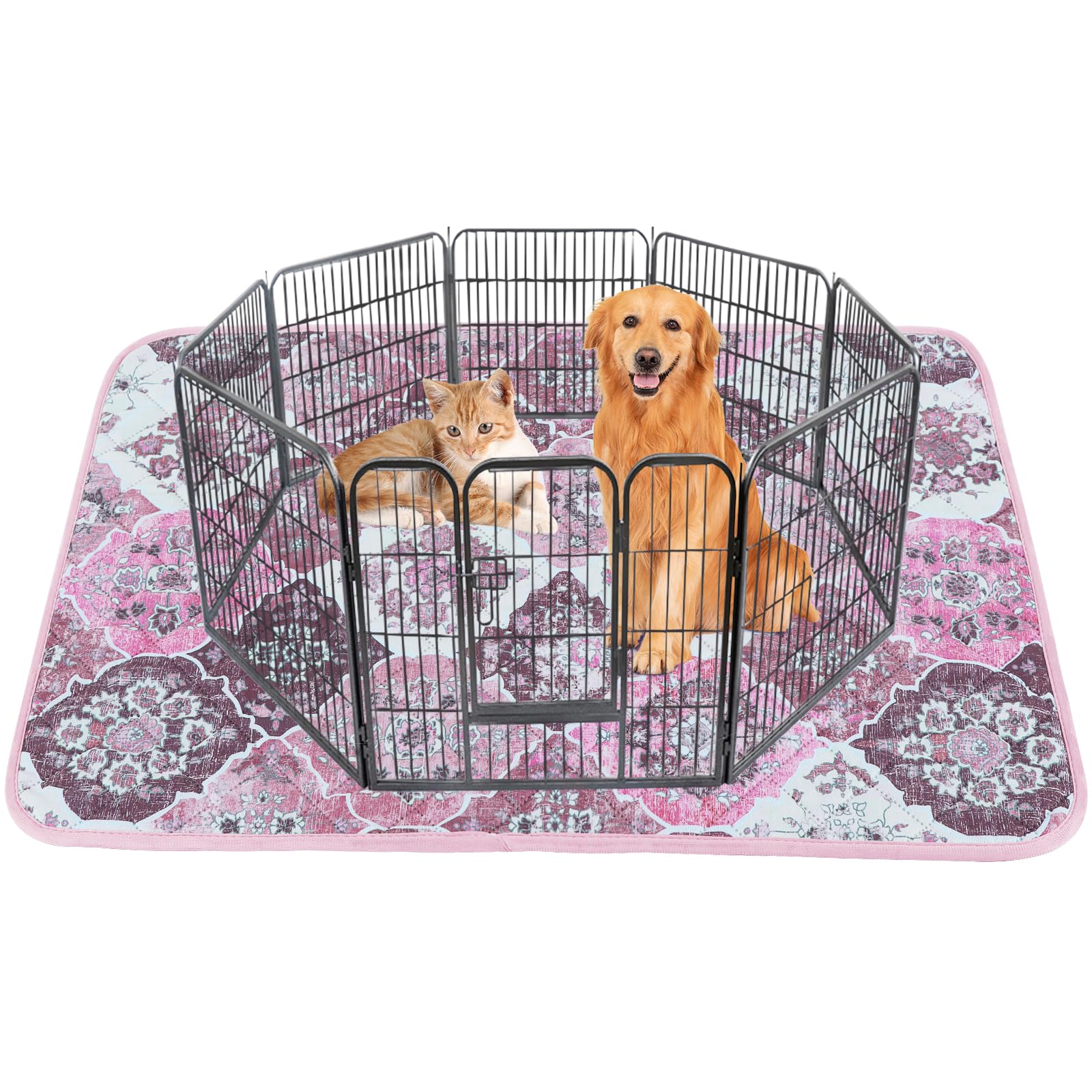 IEUUMLER Washable Pee Pads for Dogs, 1 Pack Reusable Pee Pads for Dogs Non-Slip Grip, Super Absorbent Waterproof Puppy Pads for Potty Training, Playpen, Crate, Whelping Box EU011 Pink, 63x63