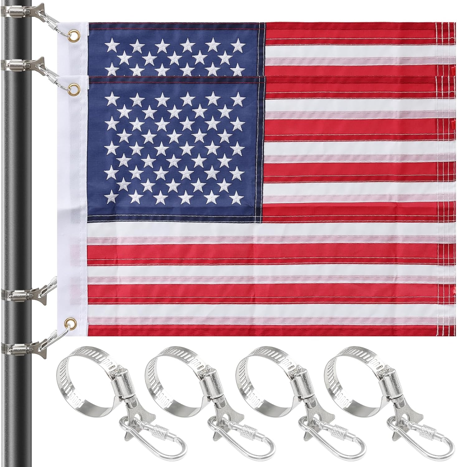Small American Flag for Boat, 2 Pack American Flag Marine 12x18 Inches, Double Sided USA Flag with 2 Brass Grommets