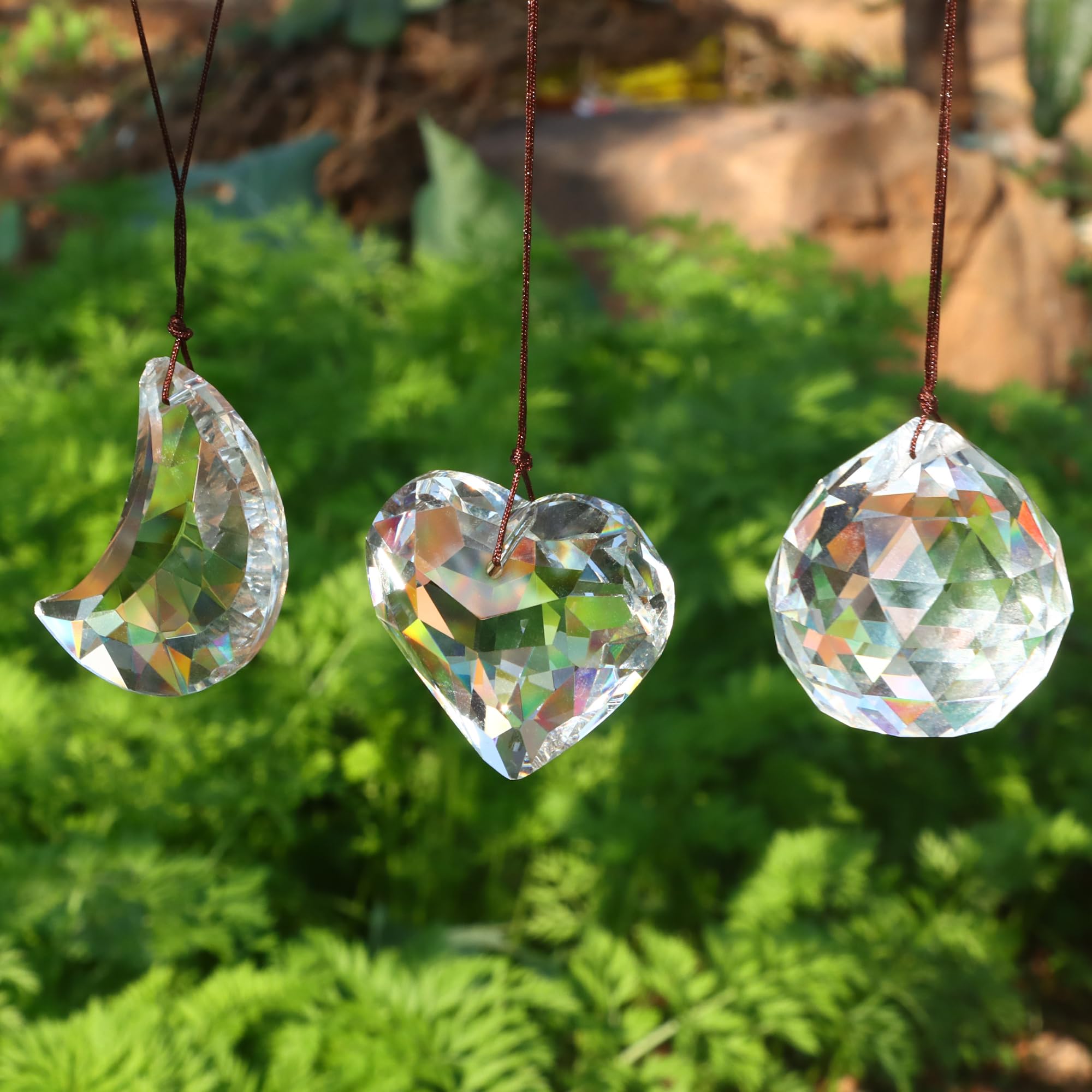 Colgante de Bolas Atrapasoles 3Pcs Bola de Cristal Prisma Decoración para Ventanas, Hogar, Oficina, Jardín