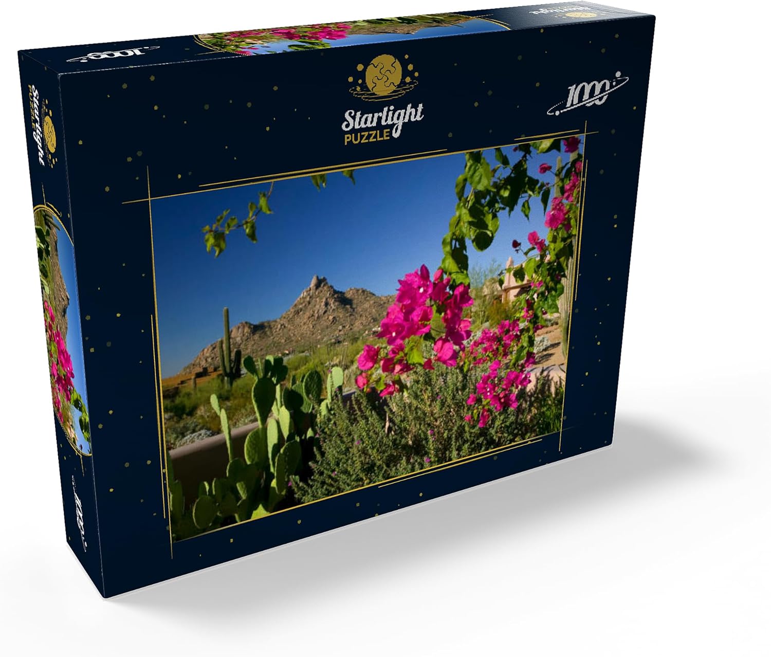 MyPuzzle Bougainvillea with Pinnacle Peak, Scottsdale, Arizona, USA - Premium 1000 Piece Jigsaw Puzzle for Adults