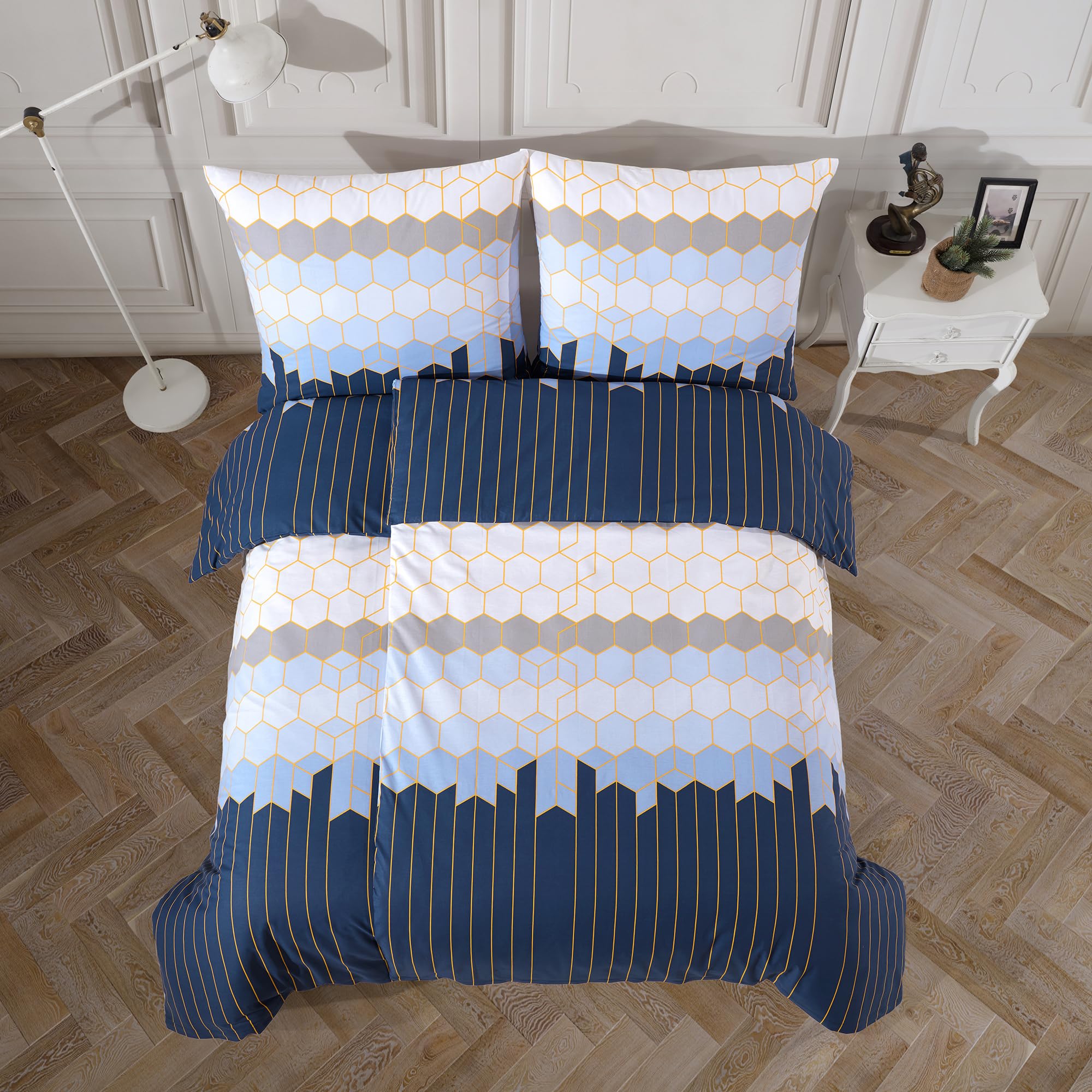 2er Bettwäsche Set 140x200 + 70x90 | 2X Bettbezug + 2X Kissenbezug | 100% Baumwolle Ranforce | ÖKO-TEX® Standard 100 & Step Zertifiziert | Atmungsaktiv, mit Reißverschluss