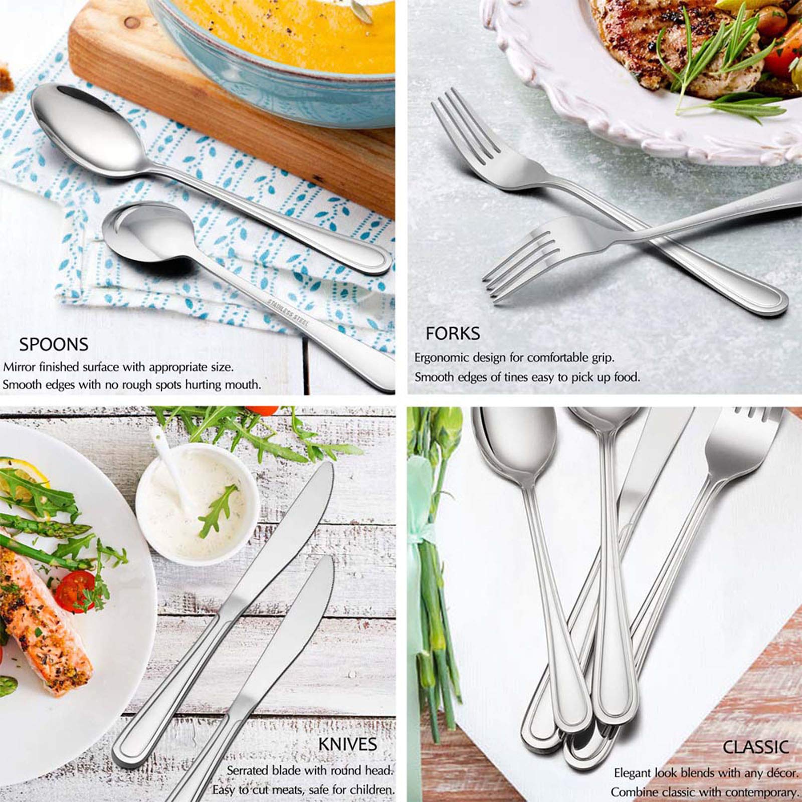 HaWare Lot De 20 Couverts En Acier Inoxydable De Qualité