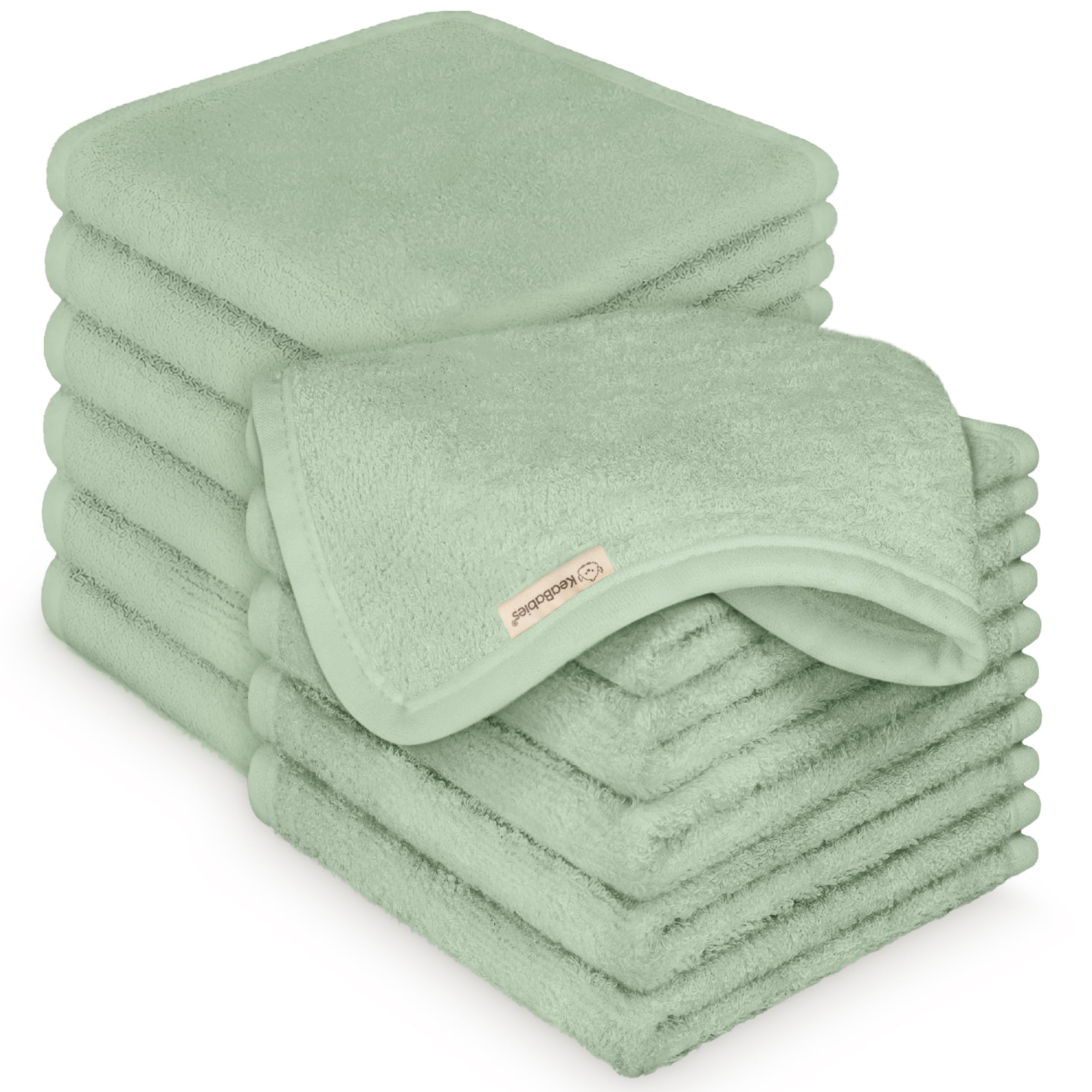 12pk Baby Washcloths, Soft Absorbent Washcloths for Face, Body (Pistachio)