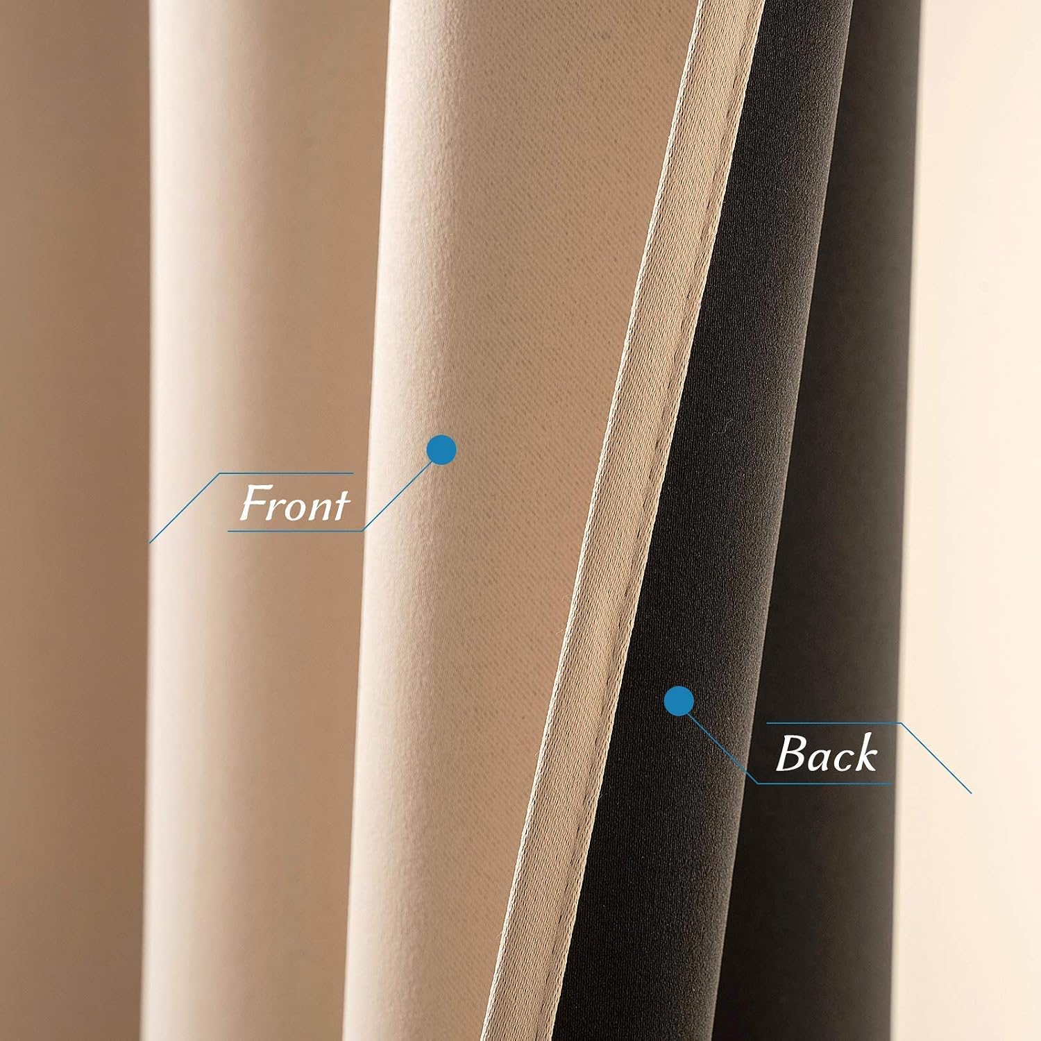 MIULEE 100% Blackout Curtains for Full Shade Window Drapes with Grommets for Living Room Darkening Light Blocking and Thermal Insulated 2 Panels W 52" x L 90" Beige