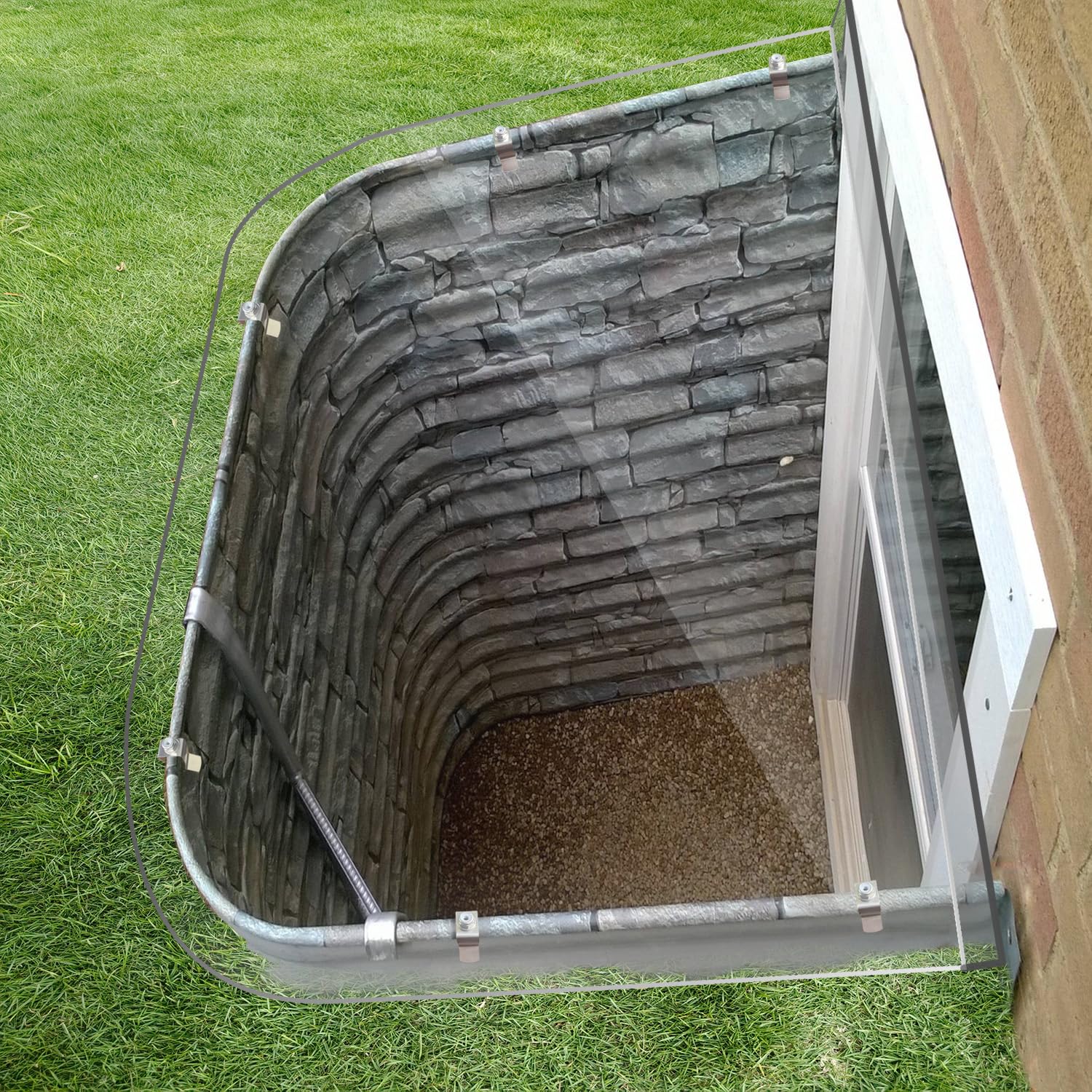 Photo 1 of 59" x 38" Clear Polycarbonate Window Well Covers Outside - Heavy Duty Waterproof Basement Egress Windows Well Covers
