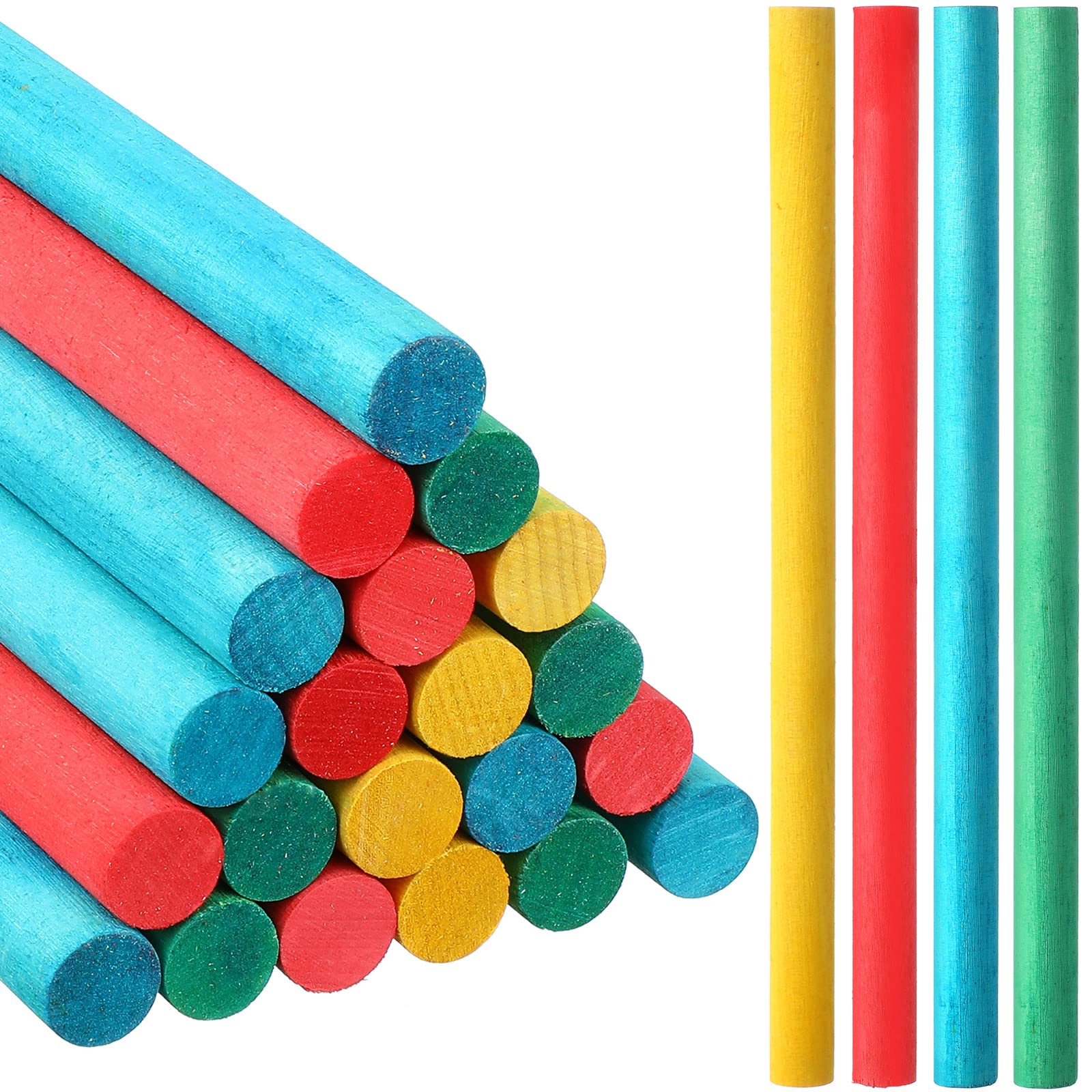 24 Pieces Rhythm Sticks Drum Sticks Wooden Lummi Sticks 8 Inch Music Percussion Instruments for Girls and Boys Classroom Play, 4 Colors(Red, Green, Yellow, Blue,8 x 1/2 Inch)