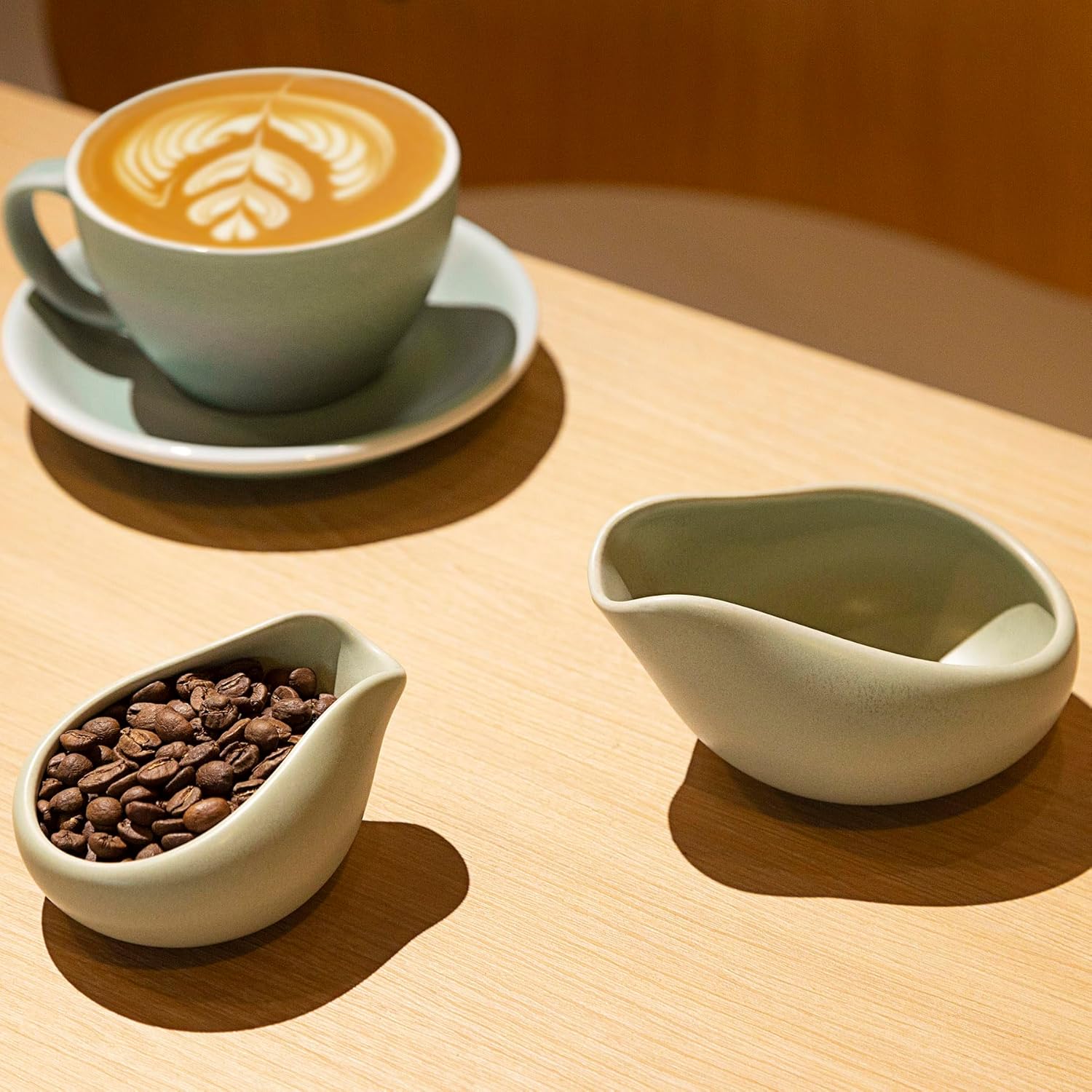 Loveramics 2-Pack Coffee Bean Dosing Cups by James Hoffmann, 30g-60g Capacity (Matte Light Green)