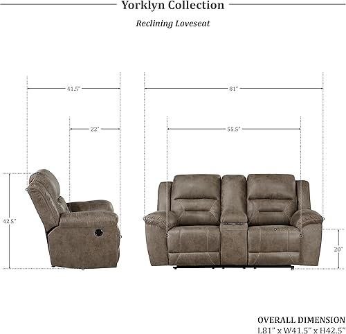 Miniatura 2 de Lexicon Juego de sala de estar reclinable, sofás reclinables manuales de pared, sofás para sala de estar, asientos de cine en casa, incluye sofá