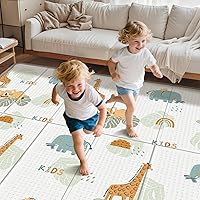 Vista 8 de Foldable Baby Play Mat for Floor, PIGLOG 79x71 Extra Large Crawiling Play Mat for Babies, Waterproof & Portable Tummy Time and Non-Toxic Soft Foam