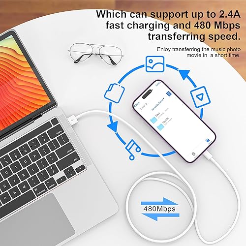 Miniatura 4 de PACK de 2 cables de carga para iPhone de 6 pies, cable de carga Lightning, cable certificado Apple para iPhone 14/13/12/11 Pro/X/Xs Max/XR/8