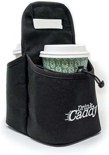 Organizador de bebidas portátil para bebidas y portavasos de café reutilizable, bolsa plegable de 2 tazas con bolsillos organizadores, asegura de