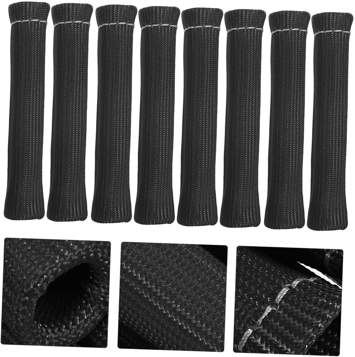 Spark Plug Wire Heat Shield Set of 8 Heat Shield Sleeve for Spark Plug Boots Sturdy Fiber Material Black Car Parts