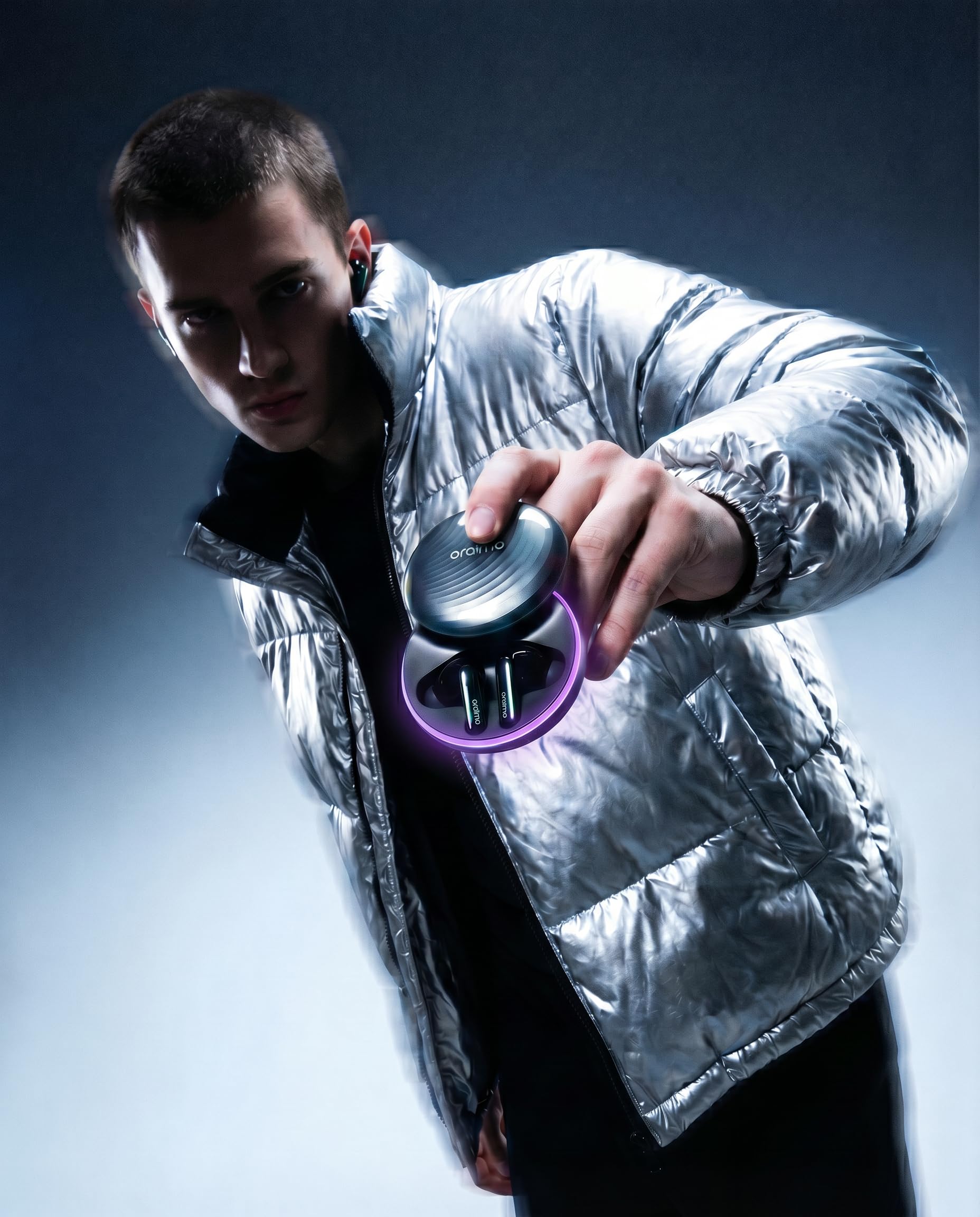 Oraimo SpaceBuds - Écouteurs Bluetooth sans Fil, Réduction de Bruit Active ANC Hybride 50dB, Autonomie 40h, Écouteurs Intra Auriculaires Basse Latence Jeu, 6 Micros Appel Clair, IP54 - Space Grey