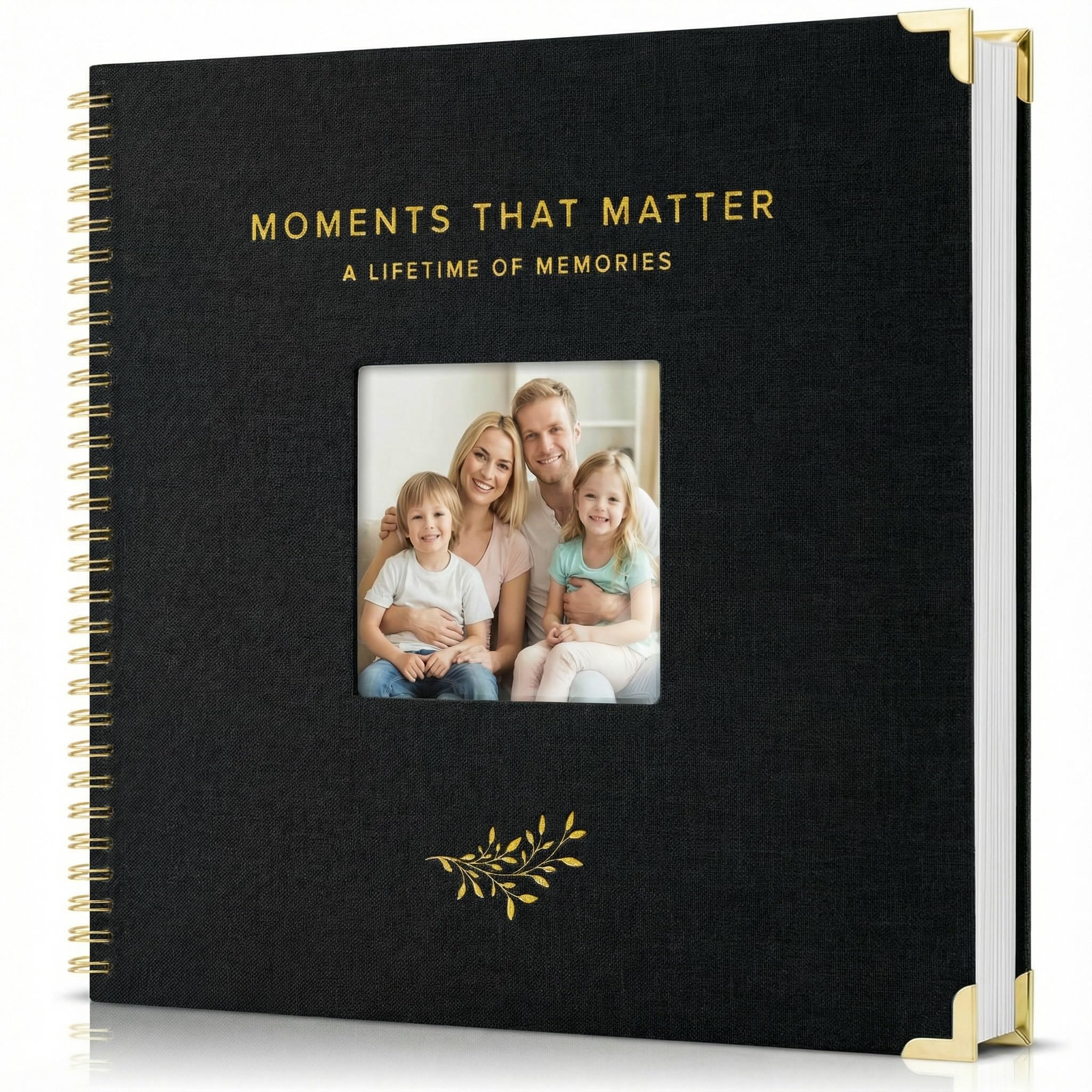 Elegant Scrap Book with Linen Cover and Gold Accents - Beautiful Photo Book & Memory Album for Preserving Cherished Photos - Lovely Gift-image-35