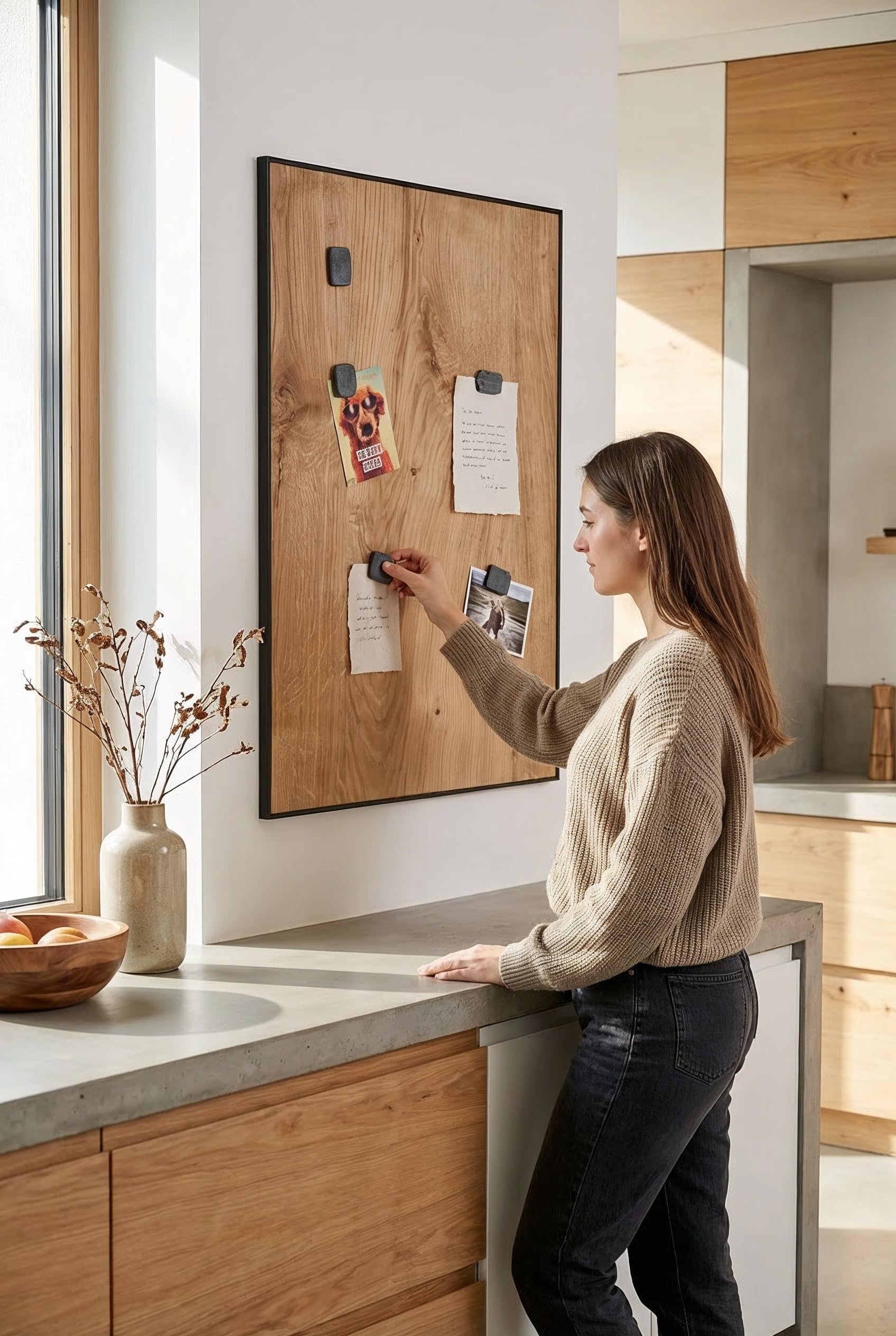 Magnettafel aus echtem Eichenholz (40 x 61 cm) – starke Magnetkraft & edles Design – Magnetboard für Küche, Büro, Flur – einfache Montage – verschiedene Größen
