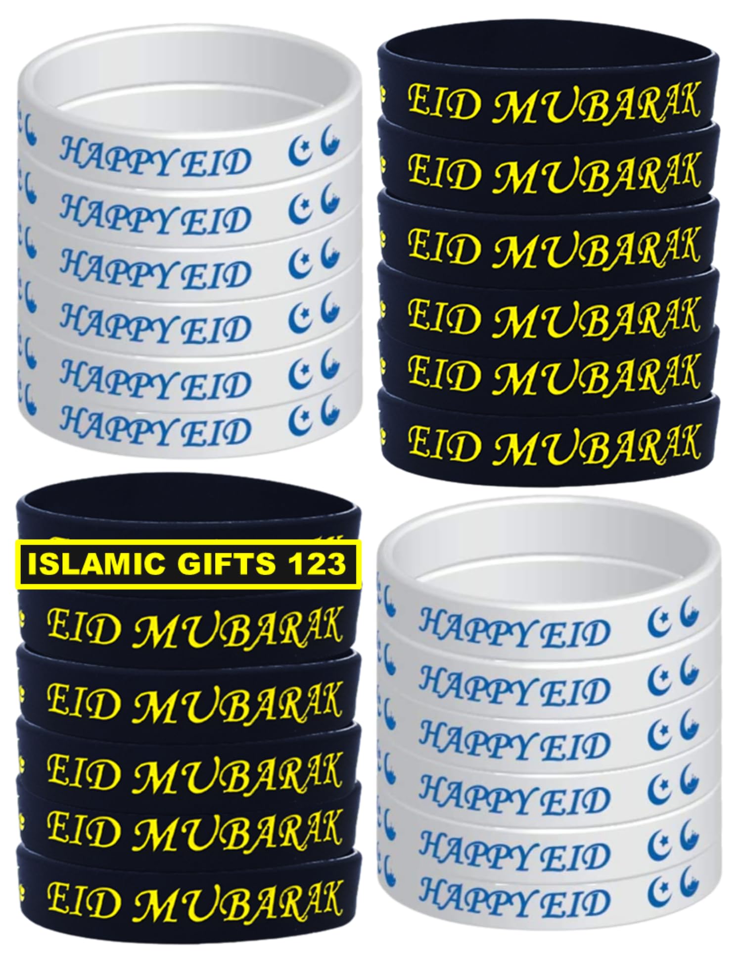 24 Pcs Silicone Bracelets Ramadan Mubarak Motivational Rubber Wristbands Colored Eid Mubarak Eid gifts Muslim Gifts Ramadan Festival Party