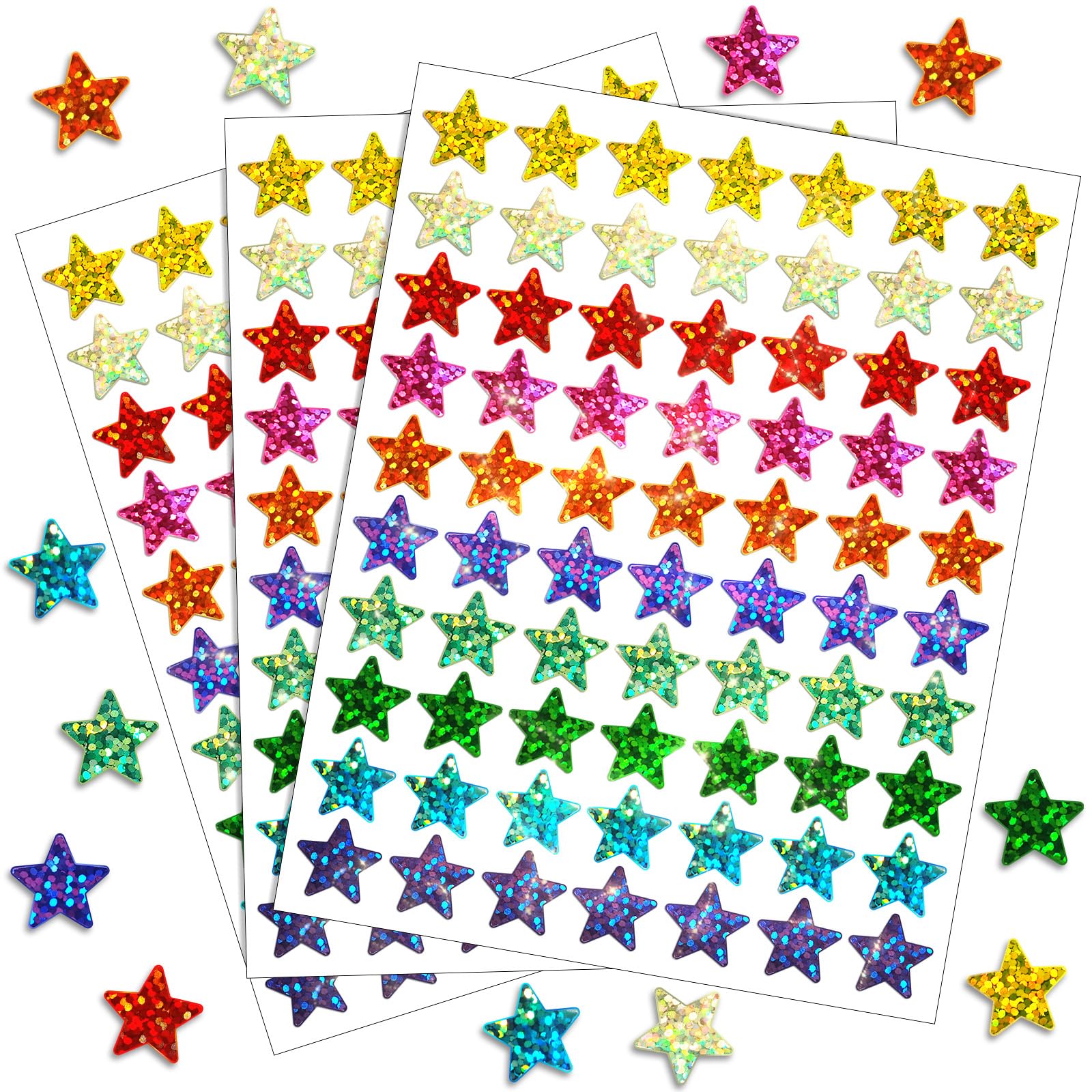 2100 Piezas 10 Colores Pegatinas Estrellas Brillante 1,5 cm Pegatinas de Recompensa, Gomets Colores Surtidos, Gomets Estrellas Pegatinas, Stickers Etiquetas Adhesivos para Profesores Calendarios DIY