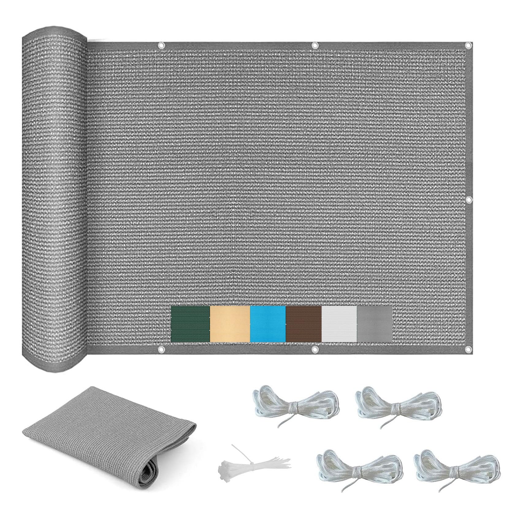Voile d'ombrage 1.8x2.6m gris haute protection anti-UV pour terrasse