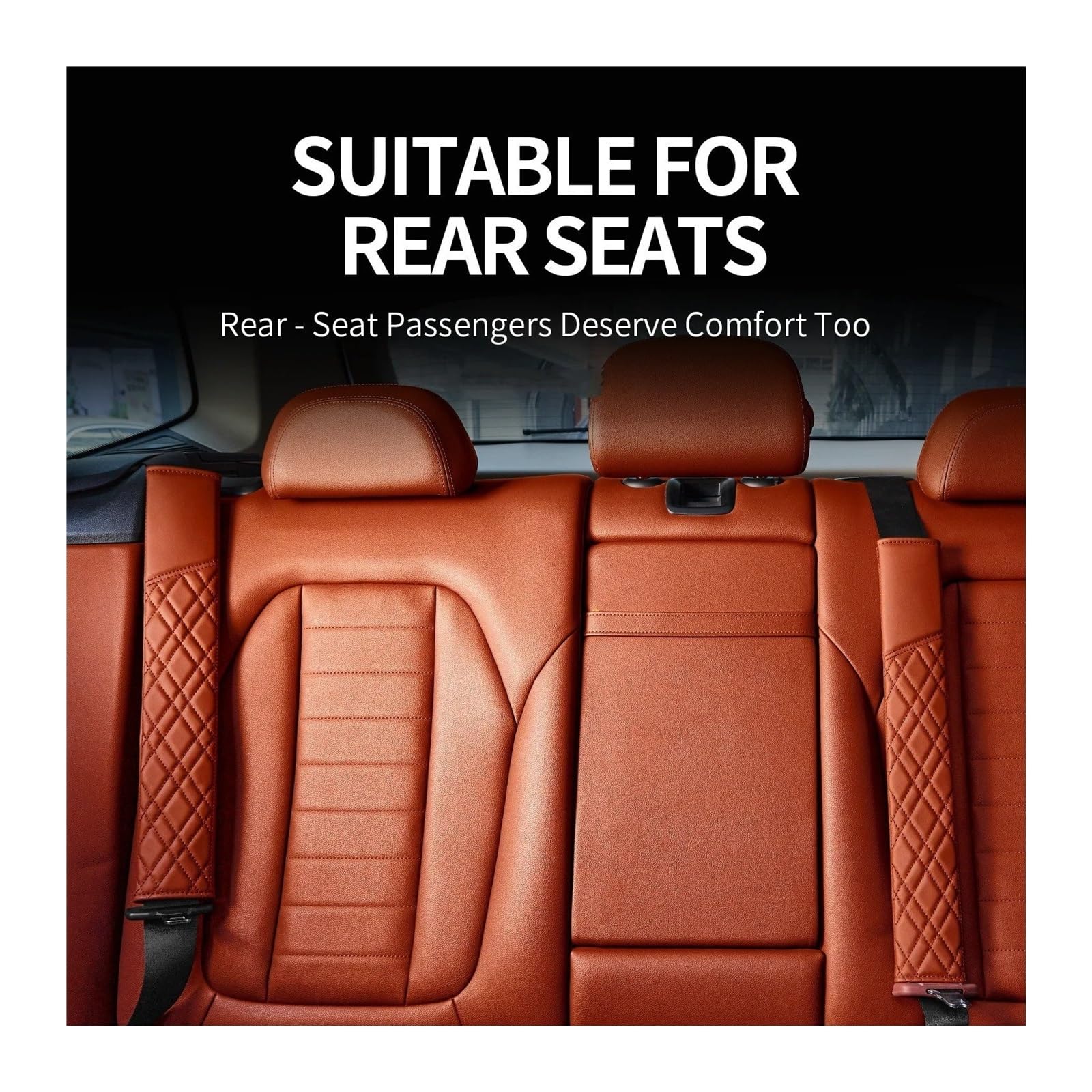 Almohadilla cinturón Almohadillas Para Cinturón Seguridad Coche Almohadilla Universal Cuero Para Correa Hombro Funda Cojín Protector De Seguridad(Black2)