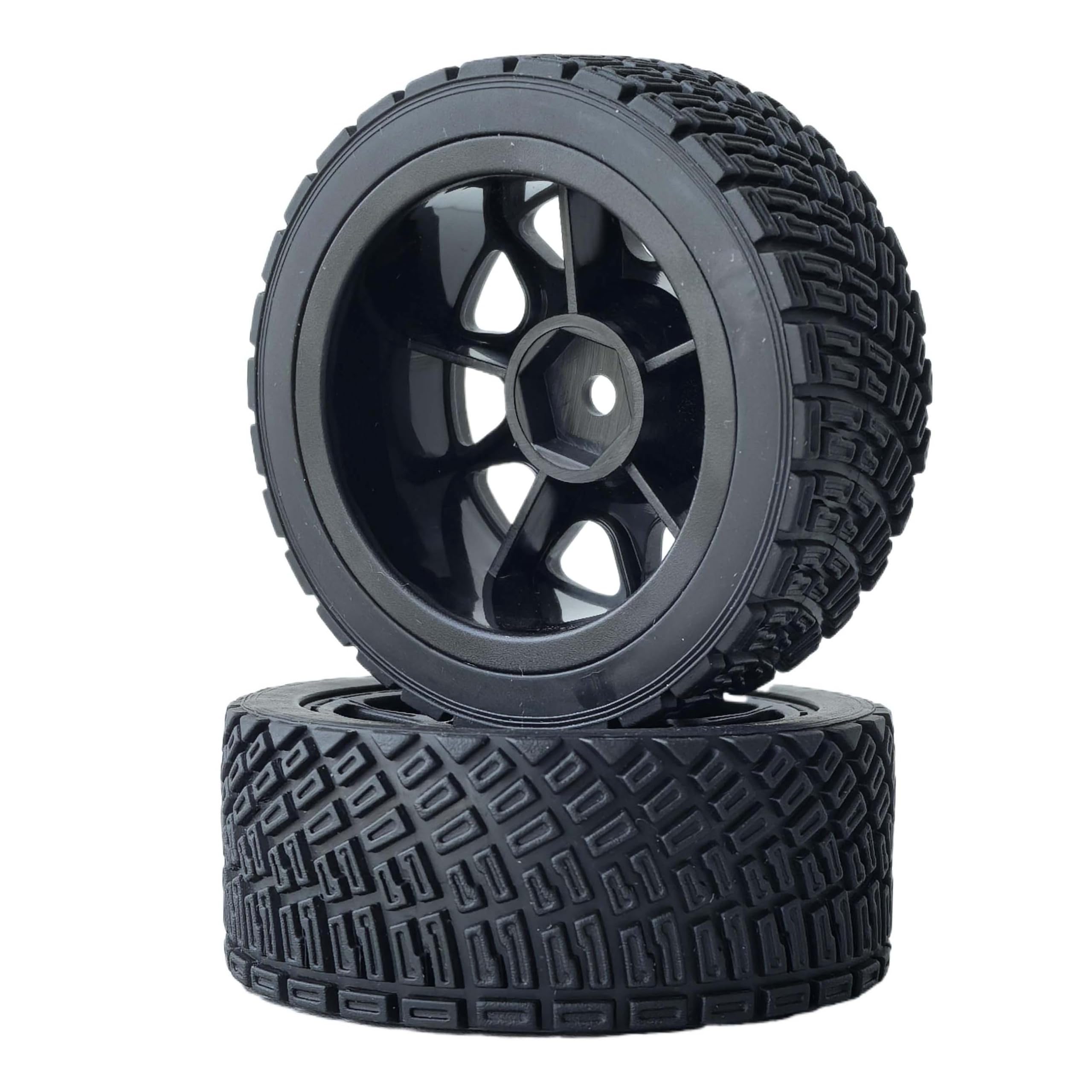 KEEDA 4PCS 66mm RC Tyres and Plastic Wheels Rims for Tamiya TT01 TT02 HSP HPI Kyosho 1:10 RC On Road Racing Rally Car (10-Spoke, Black) - Image 3